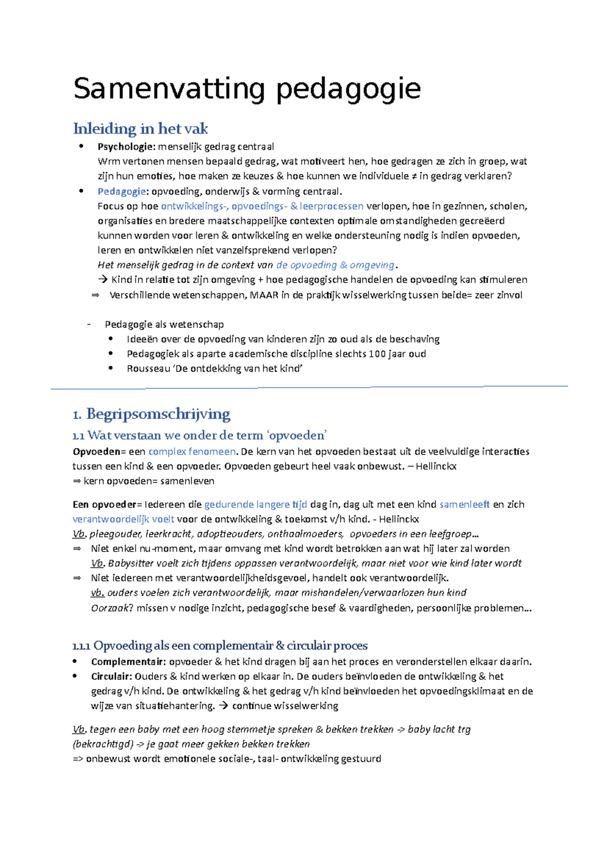 Samenvatting-pedagogie - Samenvatting Pedagogie Inleiding In Het Vak ...