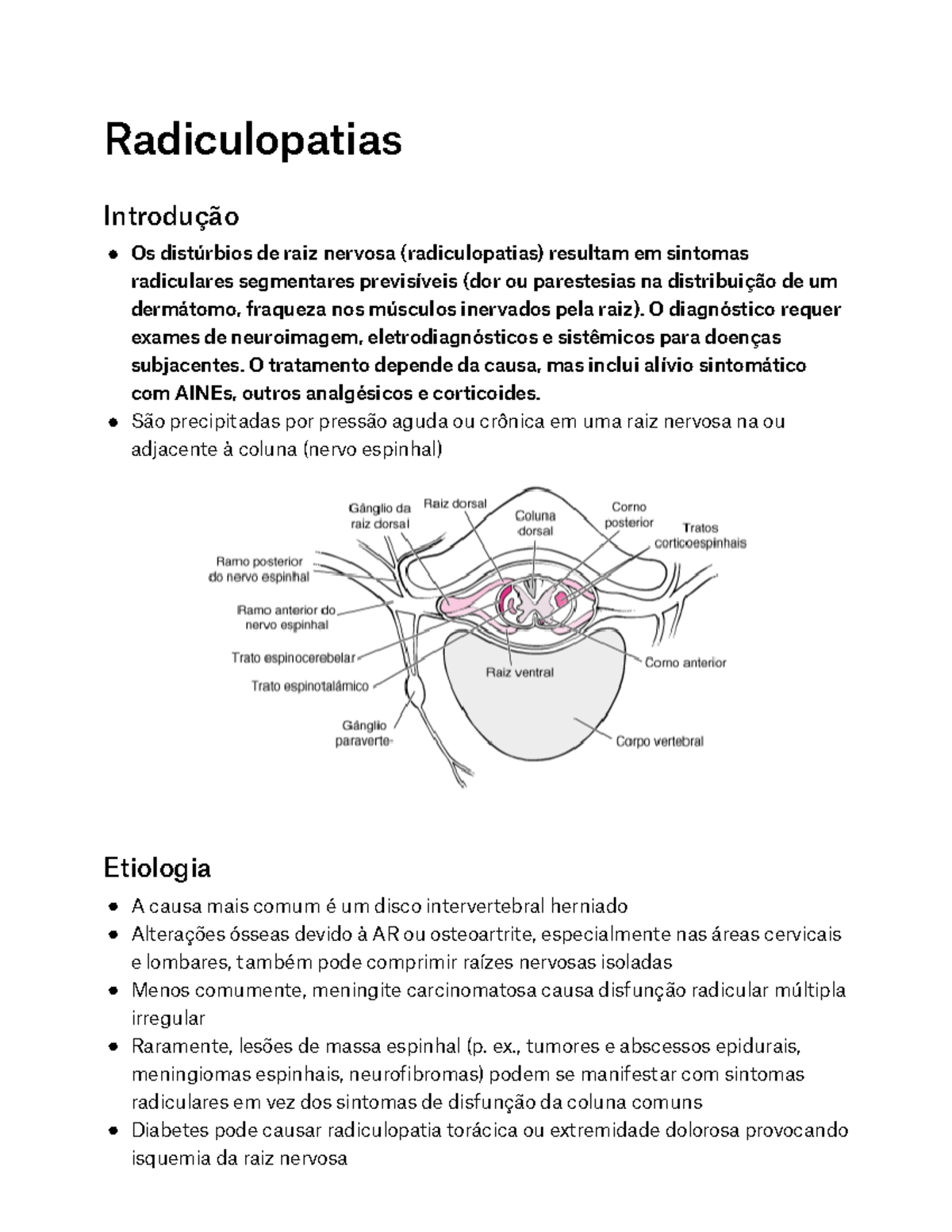 Radiculopatias - Apontamentos 1 - Radiculopatias Introdução Os ...