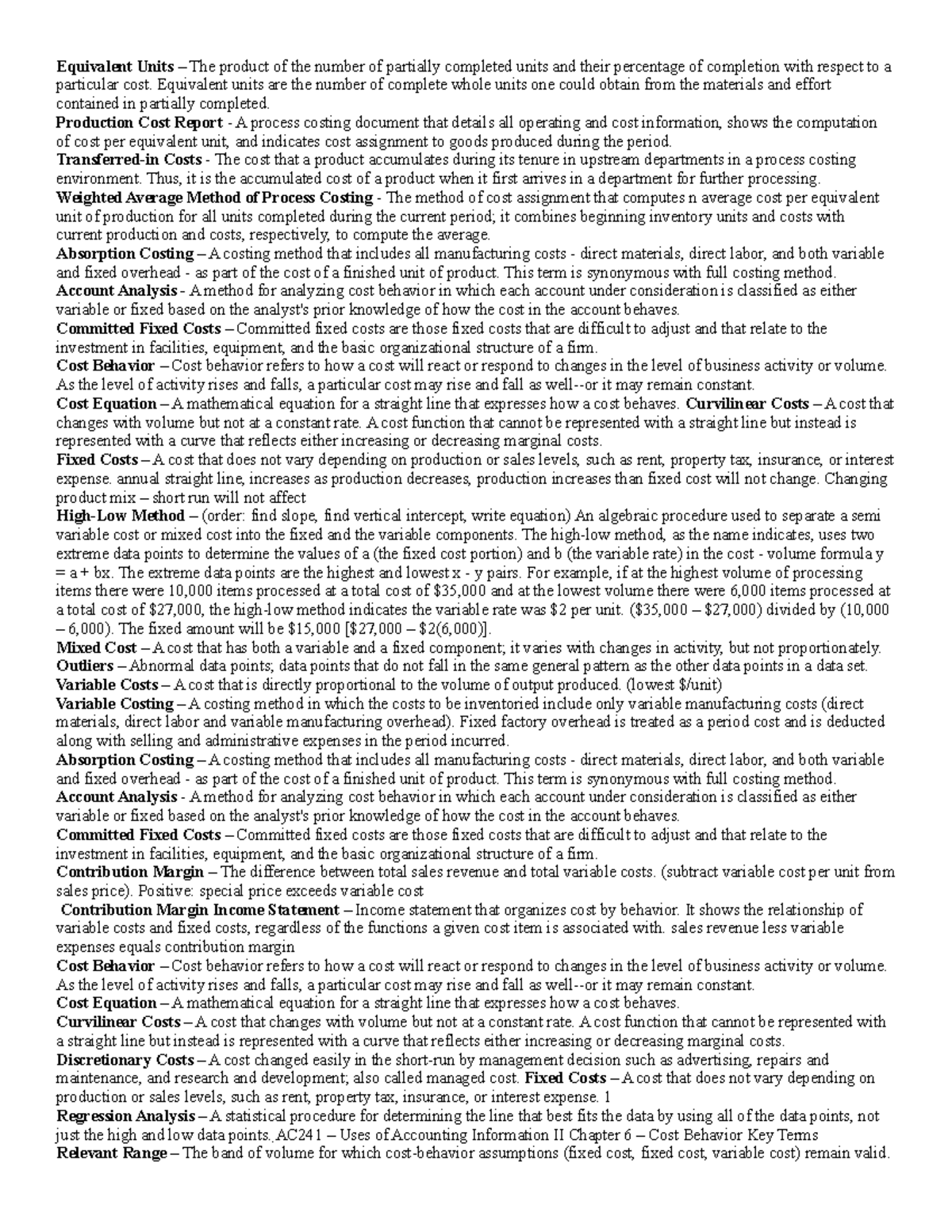 Acc 241 exam 2 - exam 2 notes from lecture and textbook - Equivalent ...