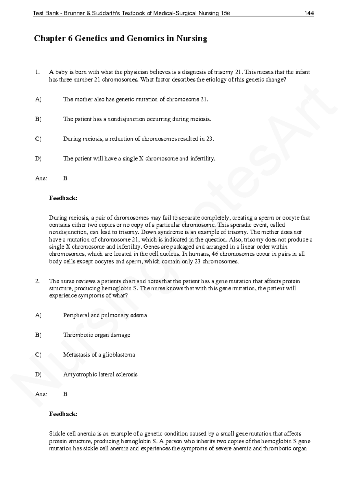 Chapter 6 - Practice Quest - NursingNotesArt Chapter 6 Genetics And ...