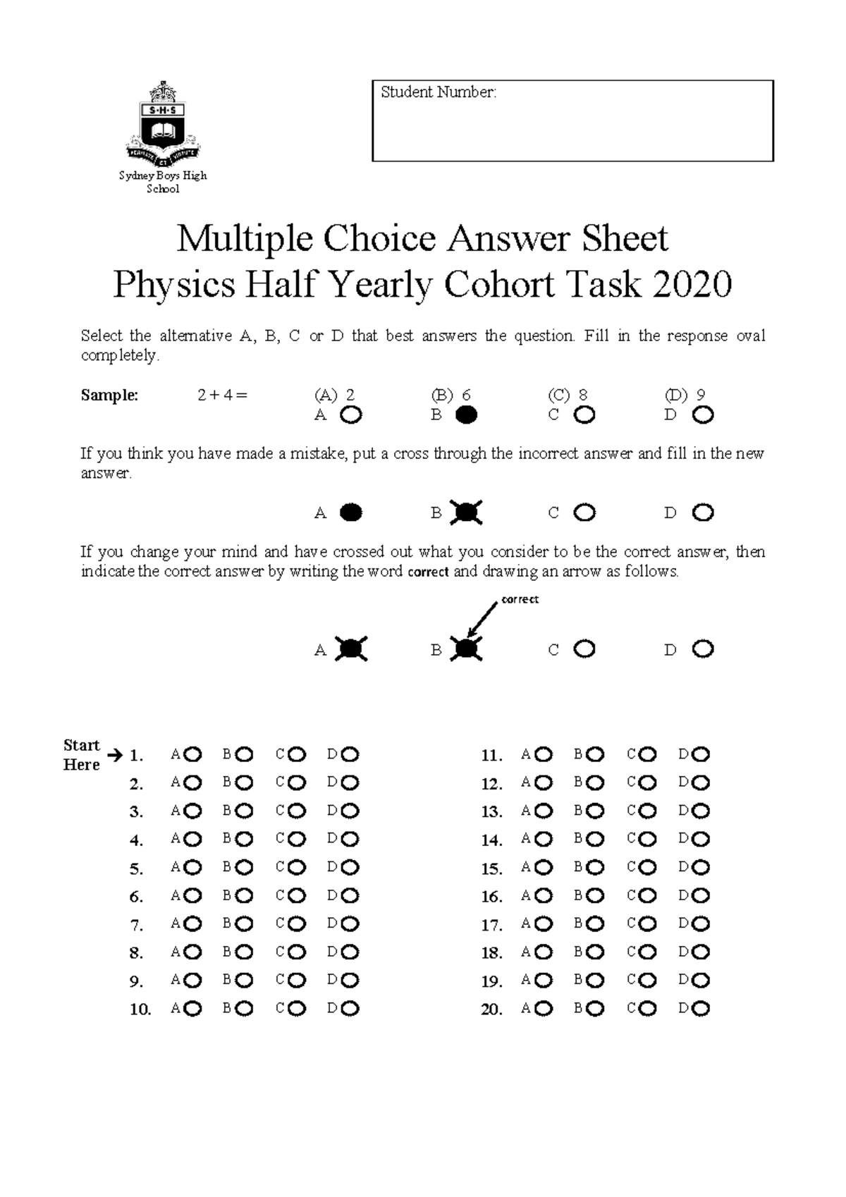 2020 half-yearly exam - Past paper. - Sydney Boys High School Student ...