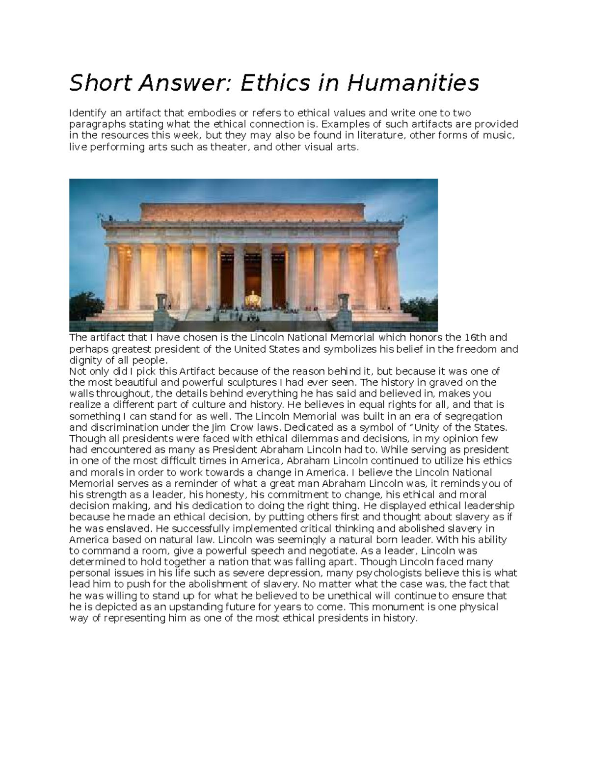 7-2 Short Answer: Ethics in Humanities Assignment - Short Answer ...