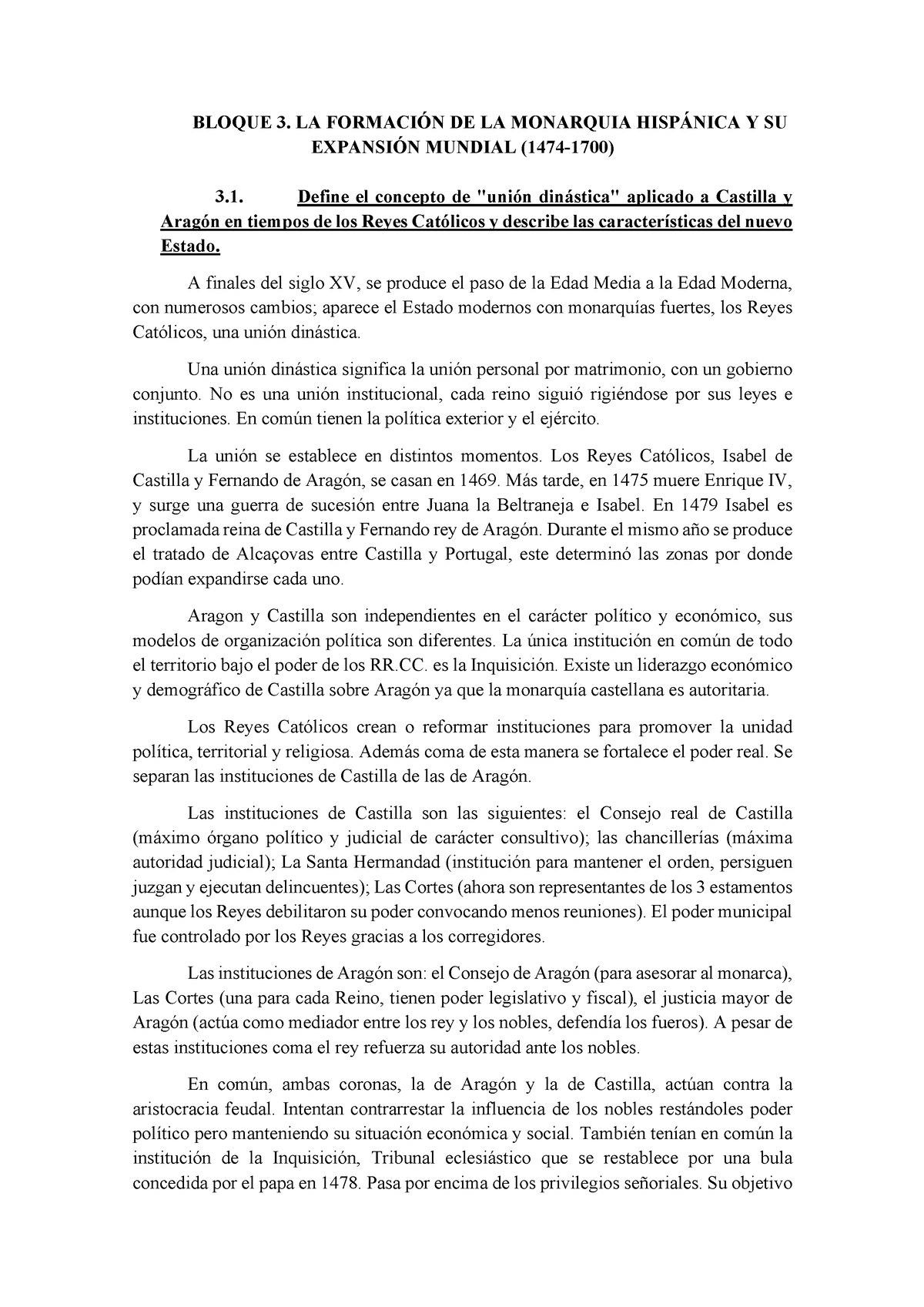 Bloque 3 Historia De España Bloque 3 La FormaciÓn De La Monarquia HispÁnica Y Su ExpansiÓn 5163