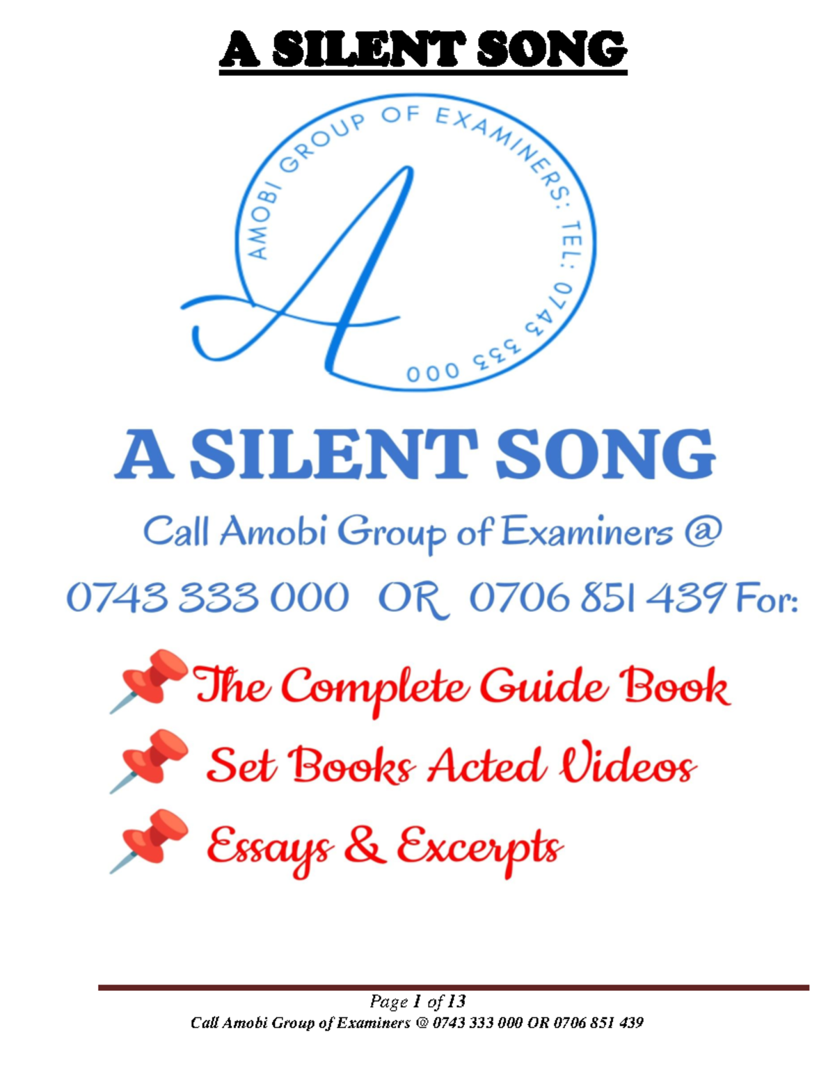 essay writing on silent song