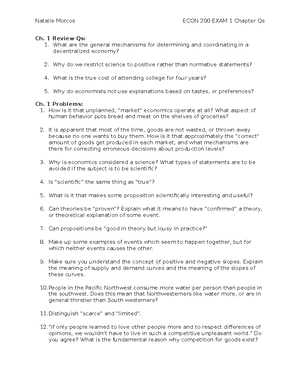 ECON 200 Final Exam Study Guide Autosaved - ECON 200 Final Exam Study ...