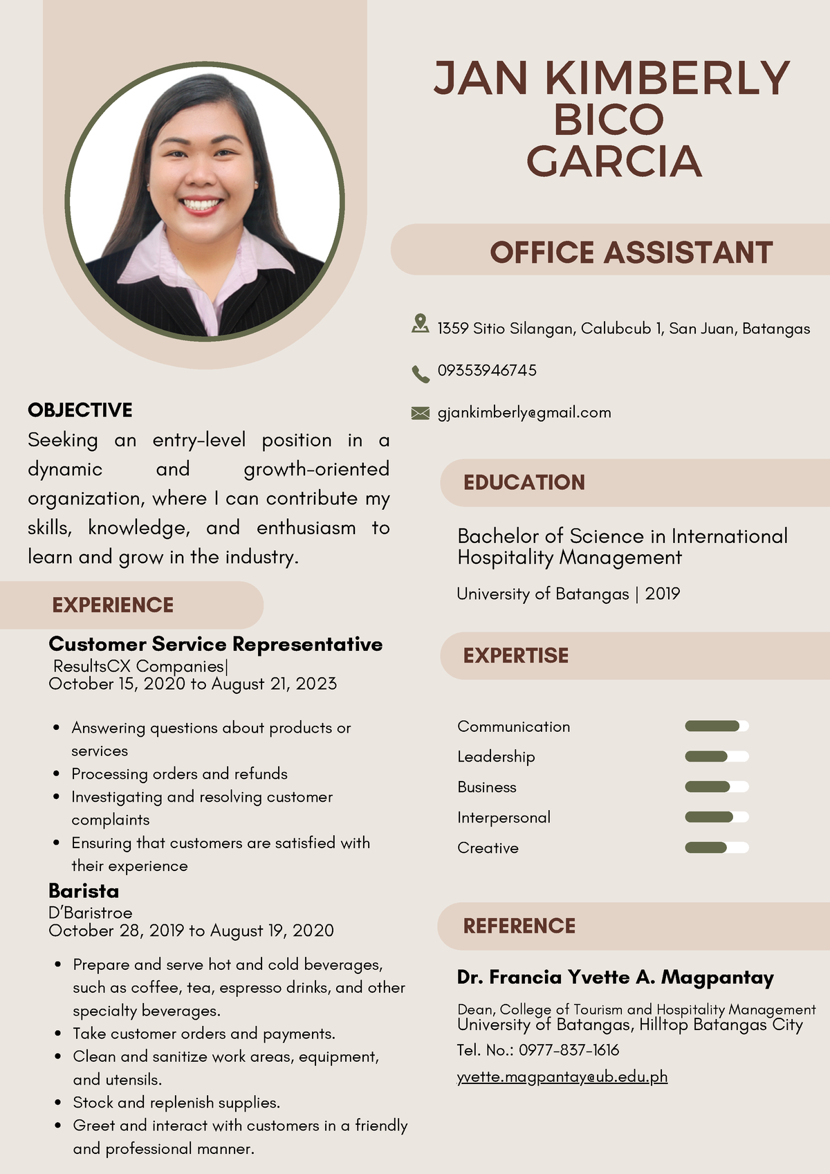 JAN Kimberly Garcia's Resume - Business Administration 2 - Studocu