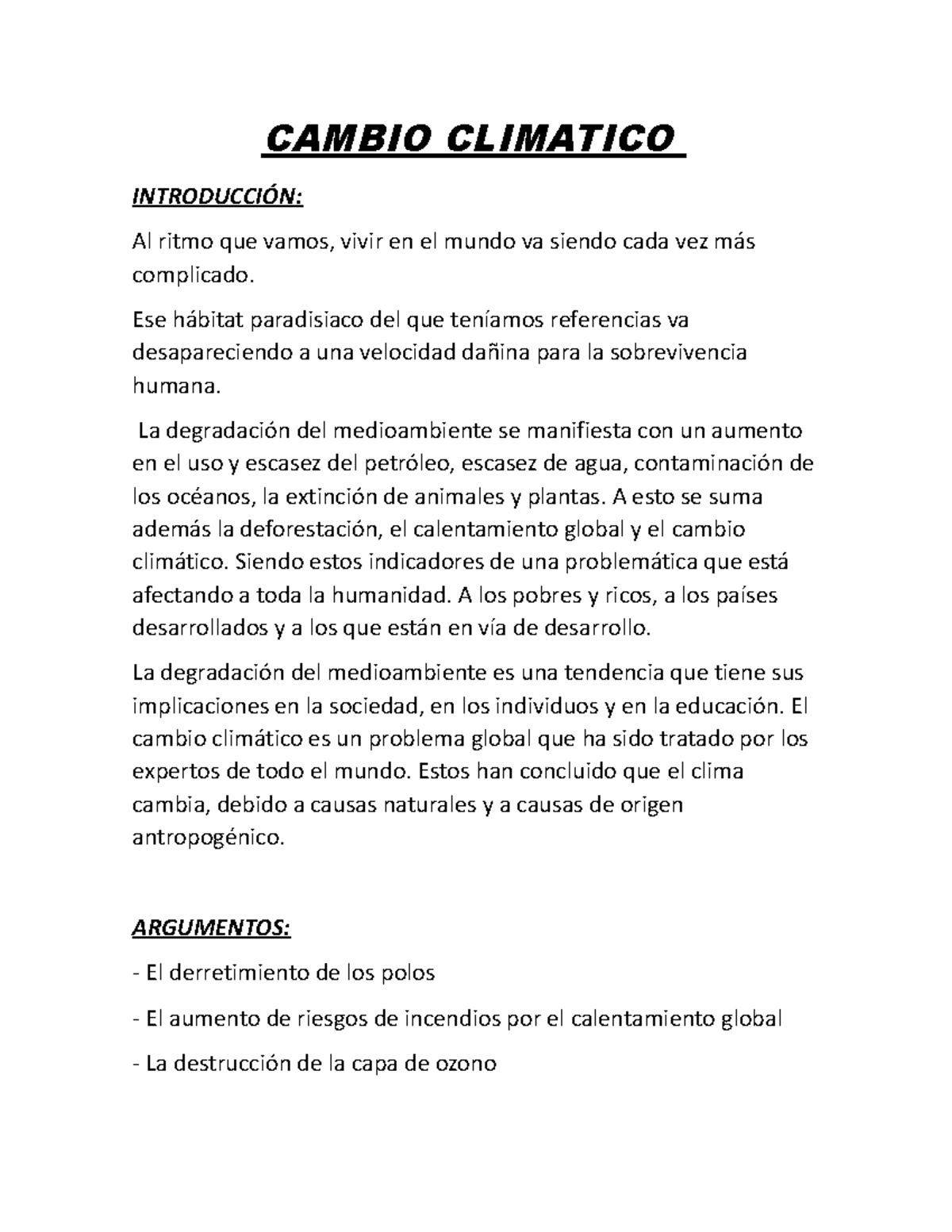 Cambio Climatico - Cambio Climatico IntroducciÓn: Al Ritmo Que Vamos 