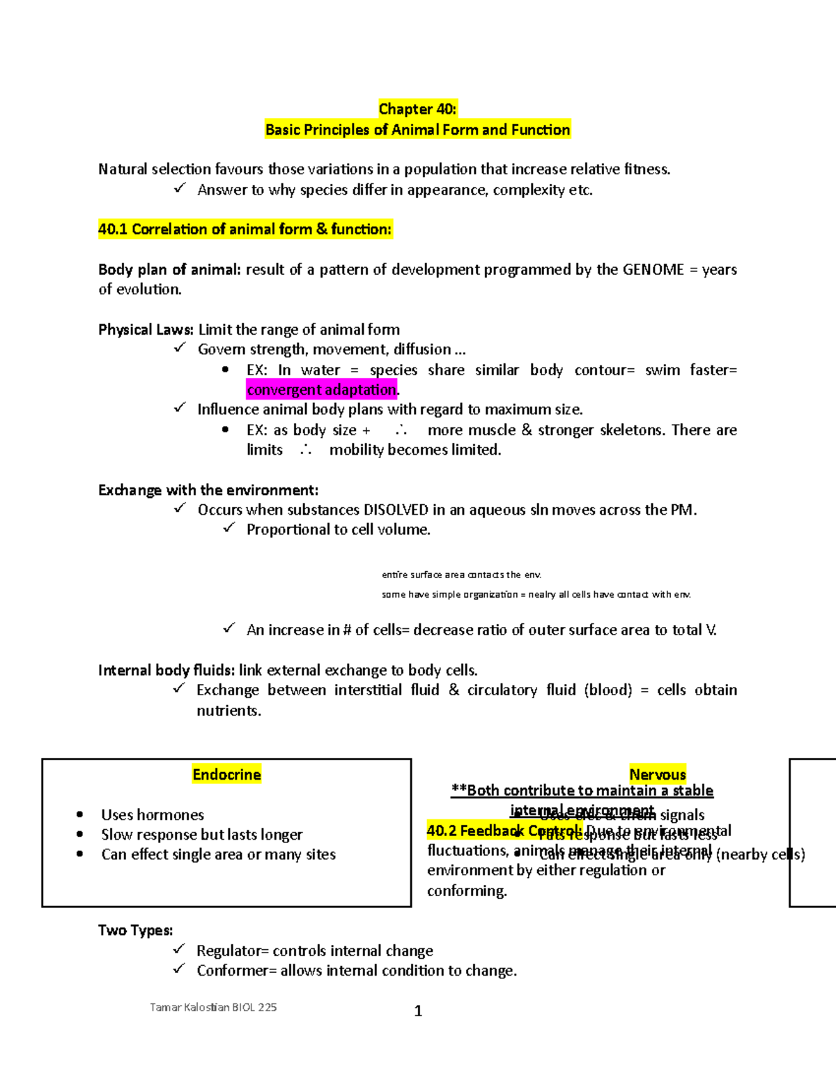 Chapter 40 BIOL 225 - Lecture Notes 1 - Chapter 40: Basic Principles Of ...