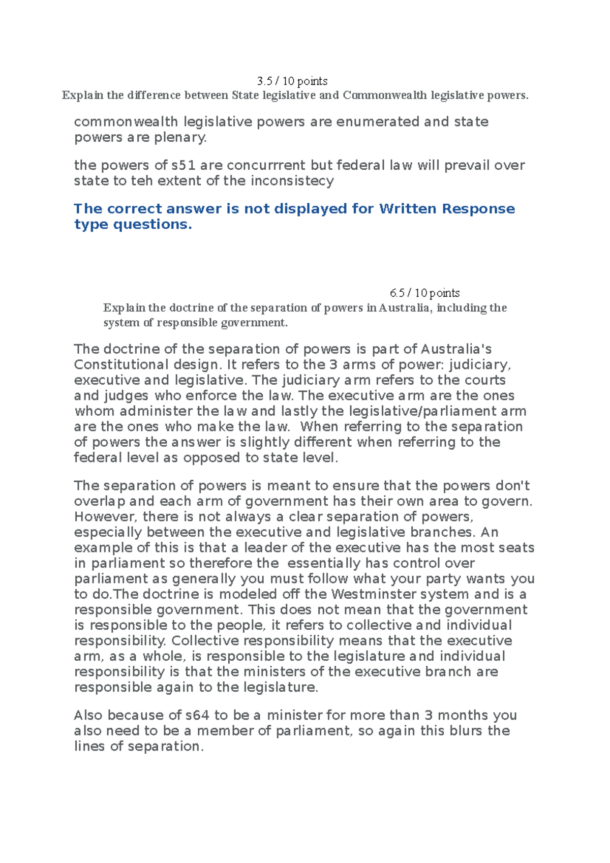 Const quiz - Quiz questions with brief answers - 3 / 10 points Explain ...
