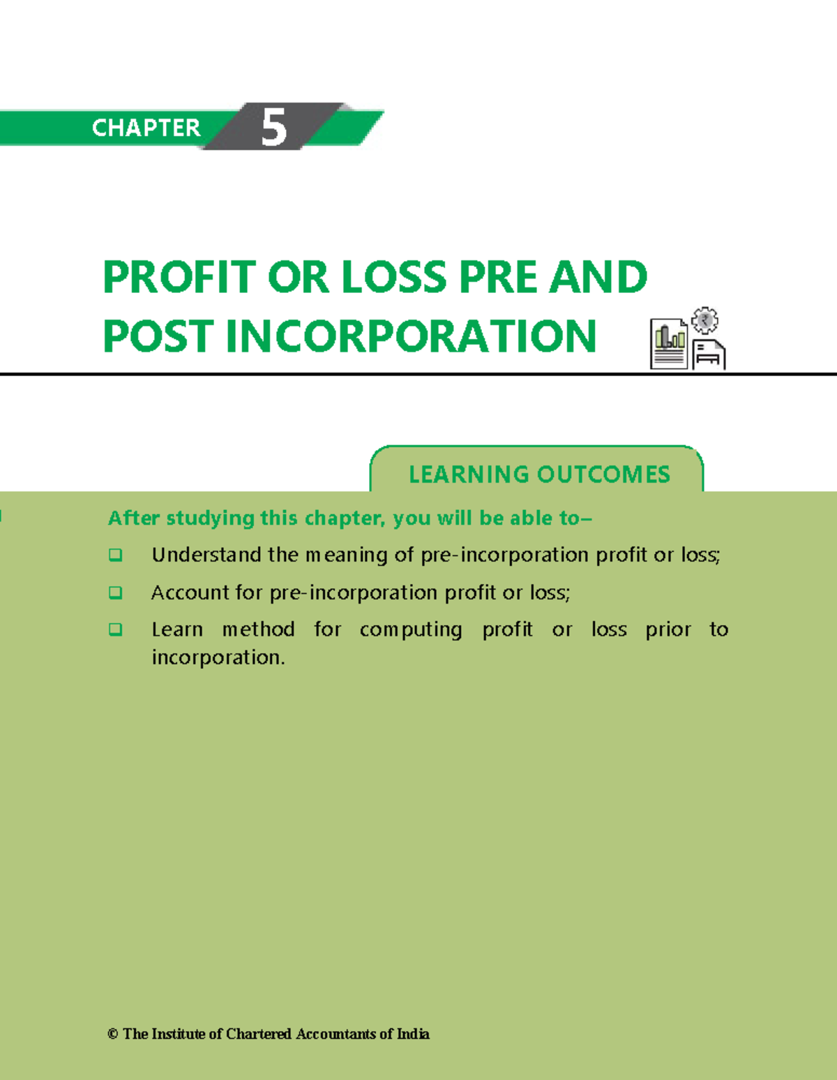 Profit or loss pre and post incorporation learning outcomes profit or 