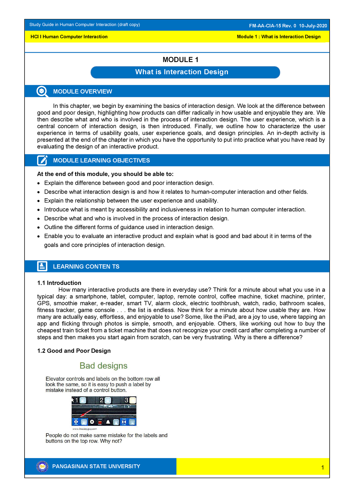 HCI Module 1 REVIEWER - Bachelor of Science in Information Technology ...