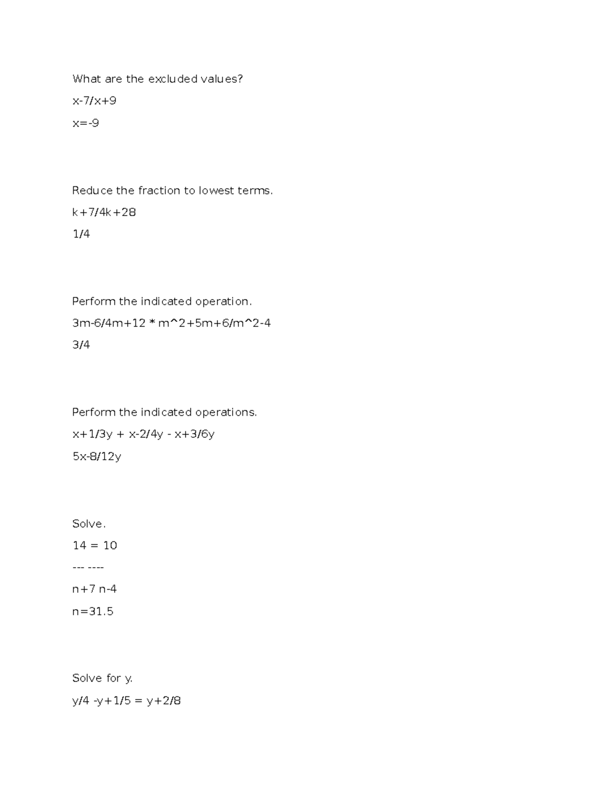 MAT 171 Final Part 2 - CCNA Exam - What are the excluded values? x-7/x+ ...