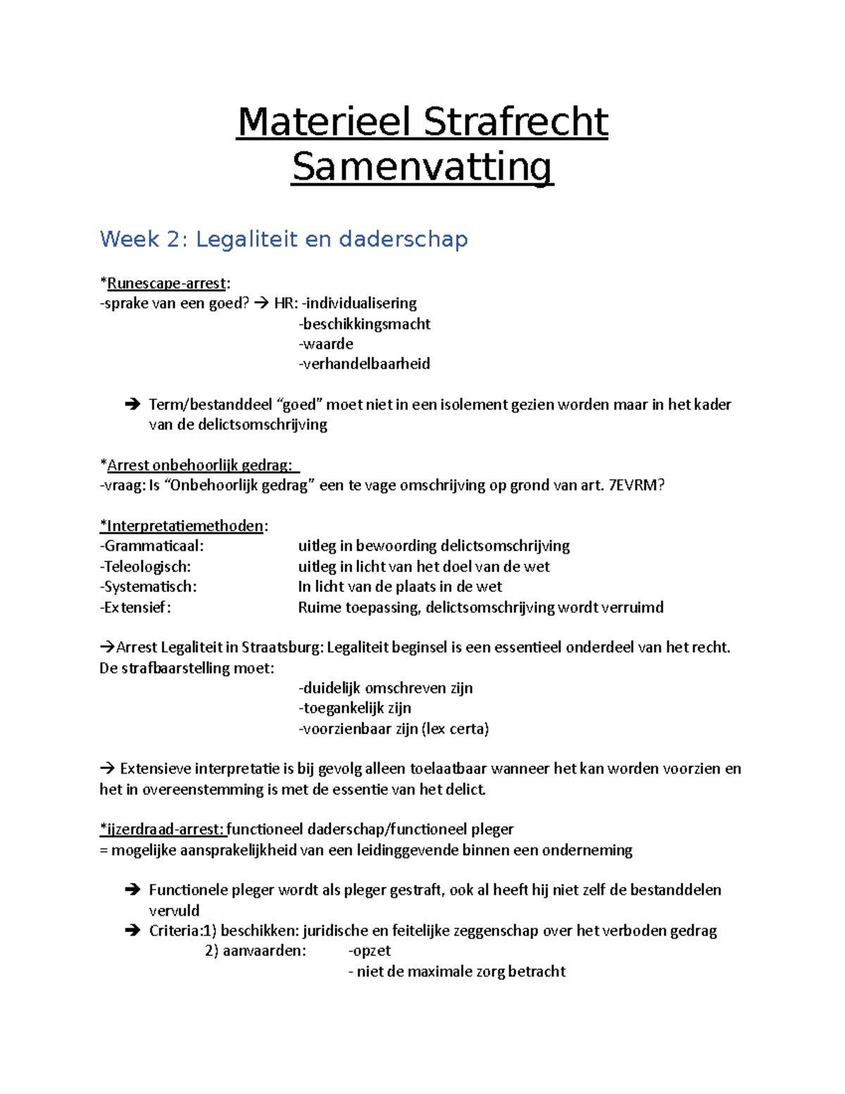 Materieel Strafrecht Samenvatting - 7EVRM? Uitleg In Bewoording ...