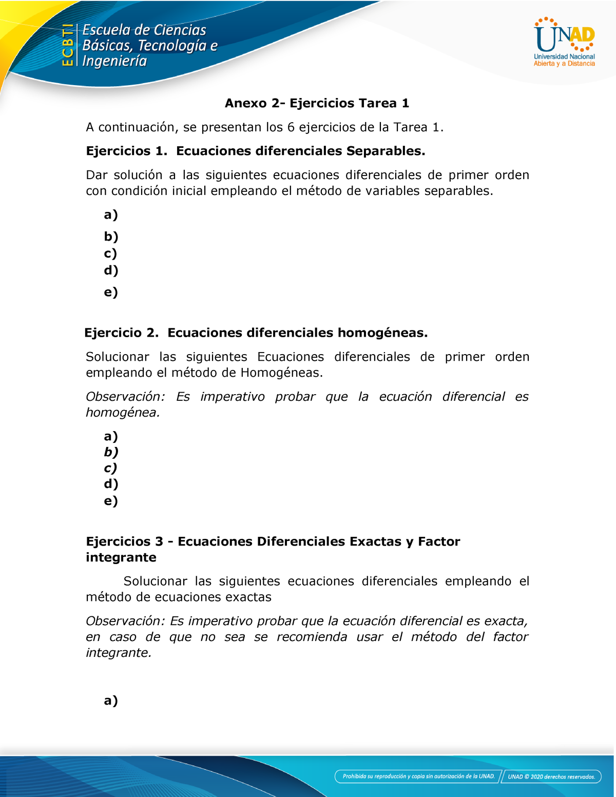 Anexo 2- Ejercicios Tarea 1 - Ejercicios 1. Ecuaciones Diferenciales ...