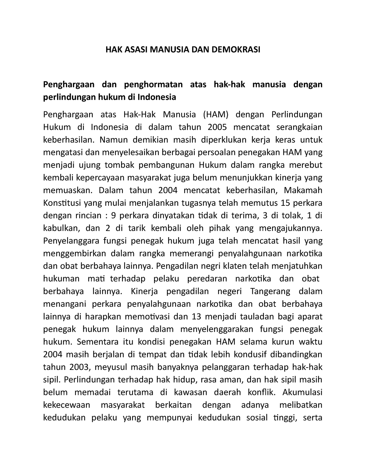 HAK Asasi Manusia DAN Demokrasi (Penghargaan Dan Penghormatan Atas Hak ...