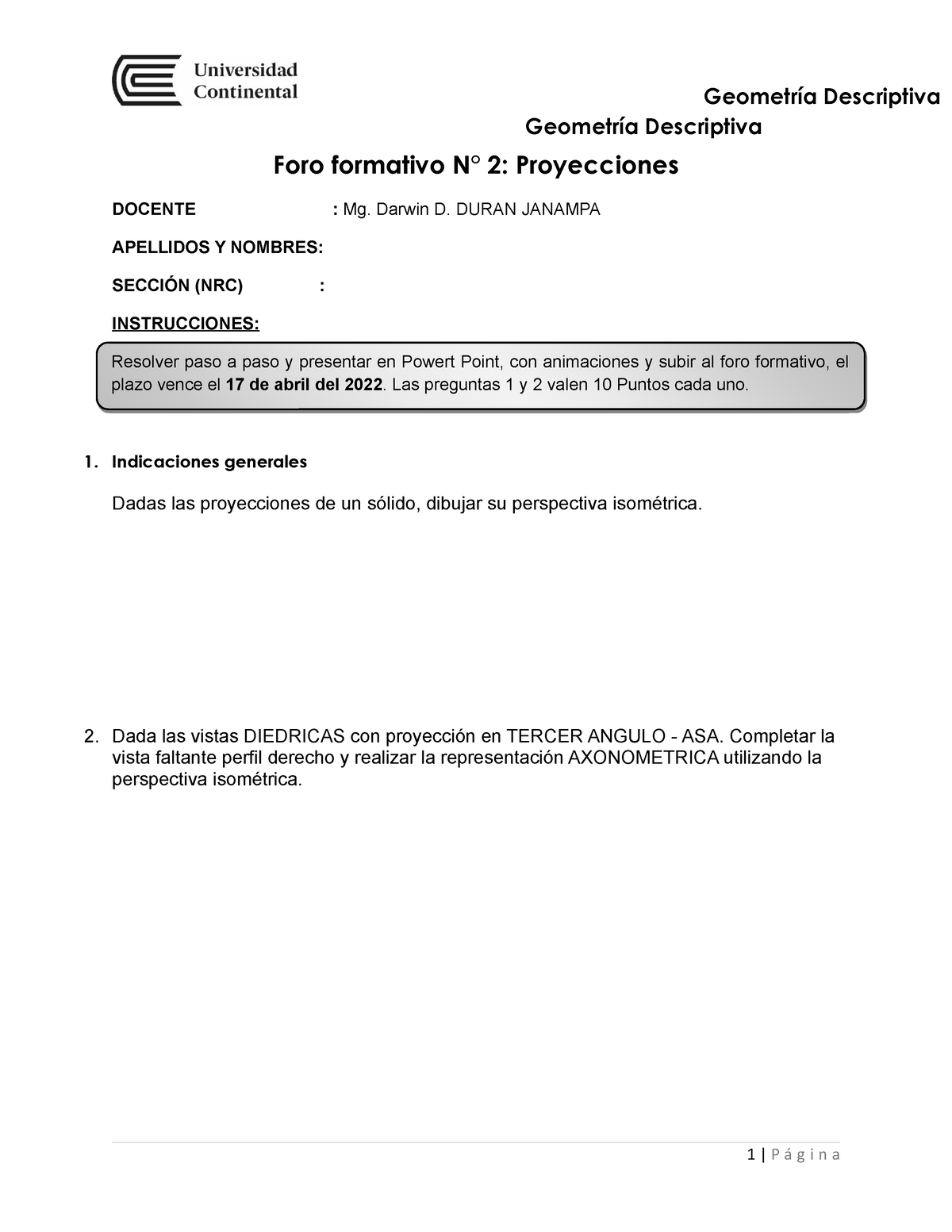 Foro Formativo N 02 - Unidad 02 - Foro Formativo N° 2: Proyecciones ...