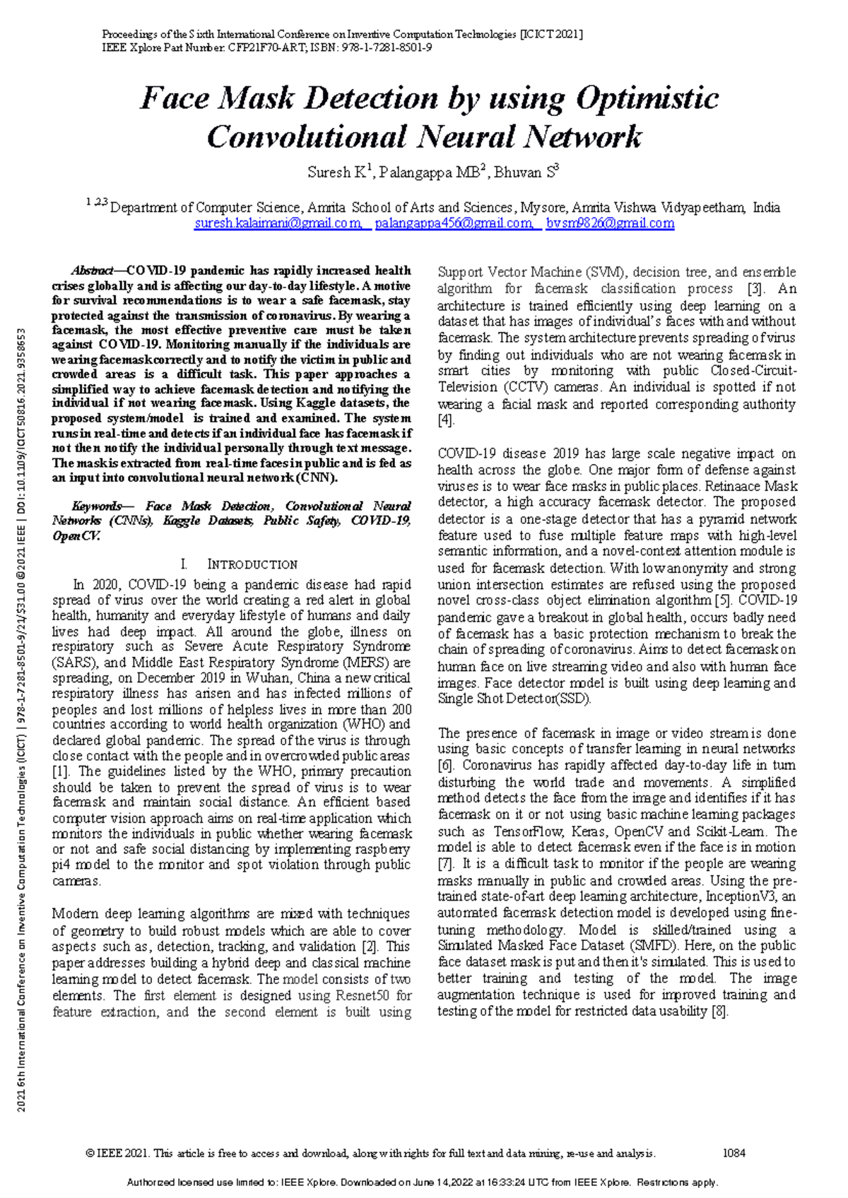 Face Mask Detection by using Optimistic Convolutional Neural Network ...