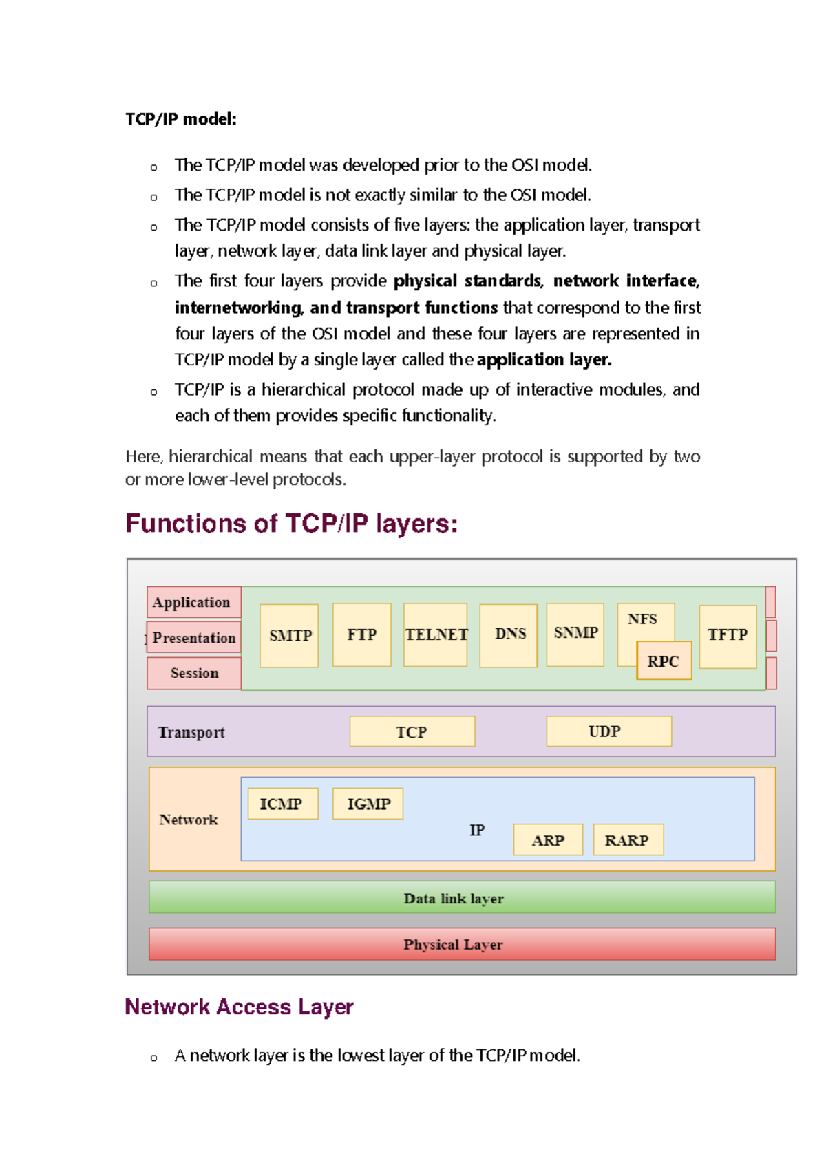 TCP-IP protocol suite - TCP/IP model: o The TCP/IP model was developed ...