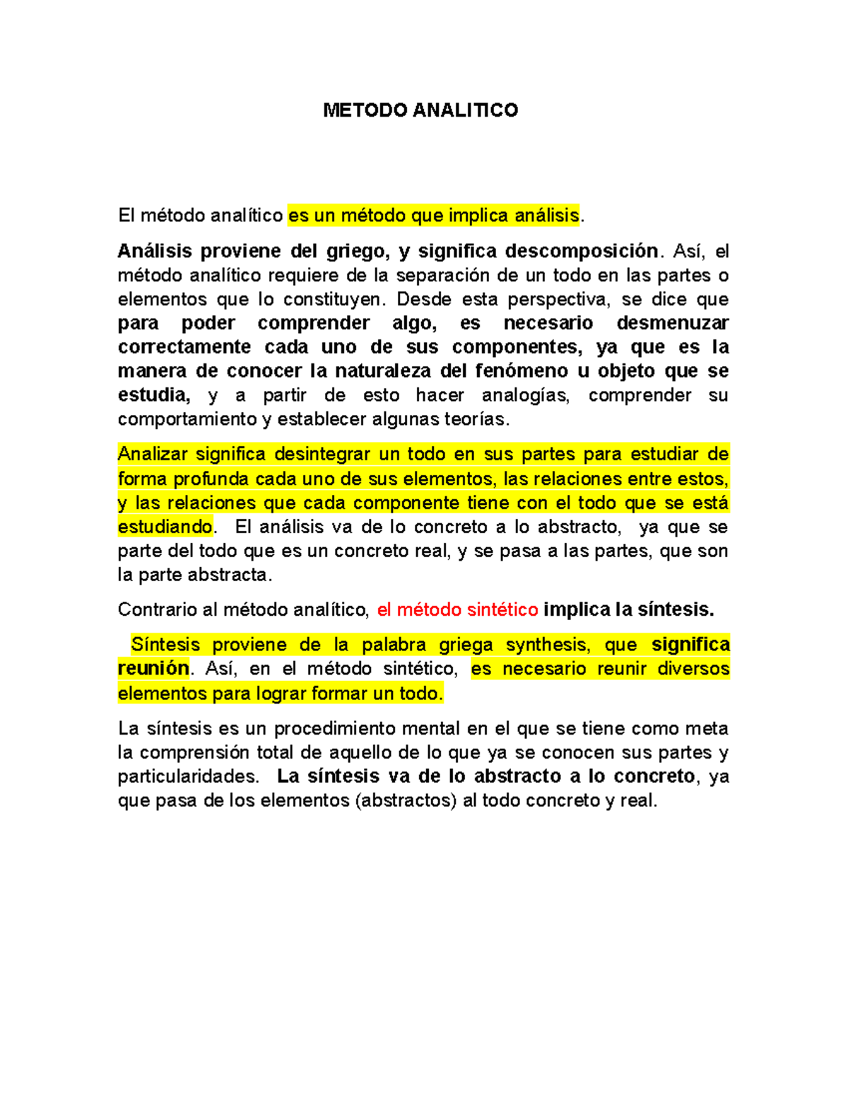 Met Odo Analitico Apuntes Metodo Analitico El Método Analítico Es Un Método Que Implica 3866