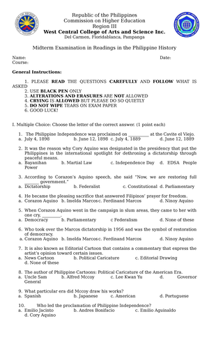 RPh Prelims - Lecture Notes About Cory In The Ph - Republic Of The ...