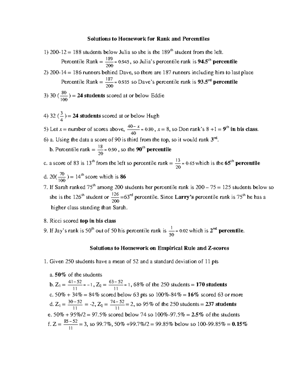 Rank Percentiles-S - Course - Solutions to Homework for Rank and ...