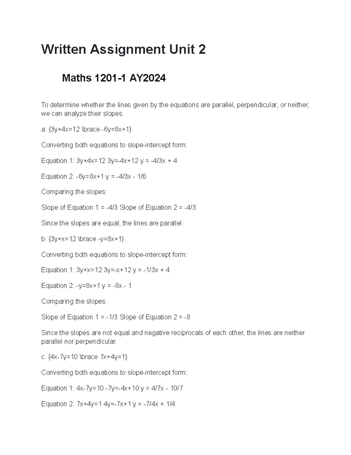 assignment of maths