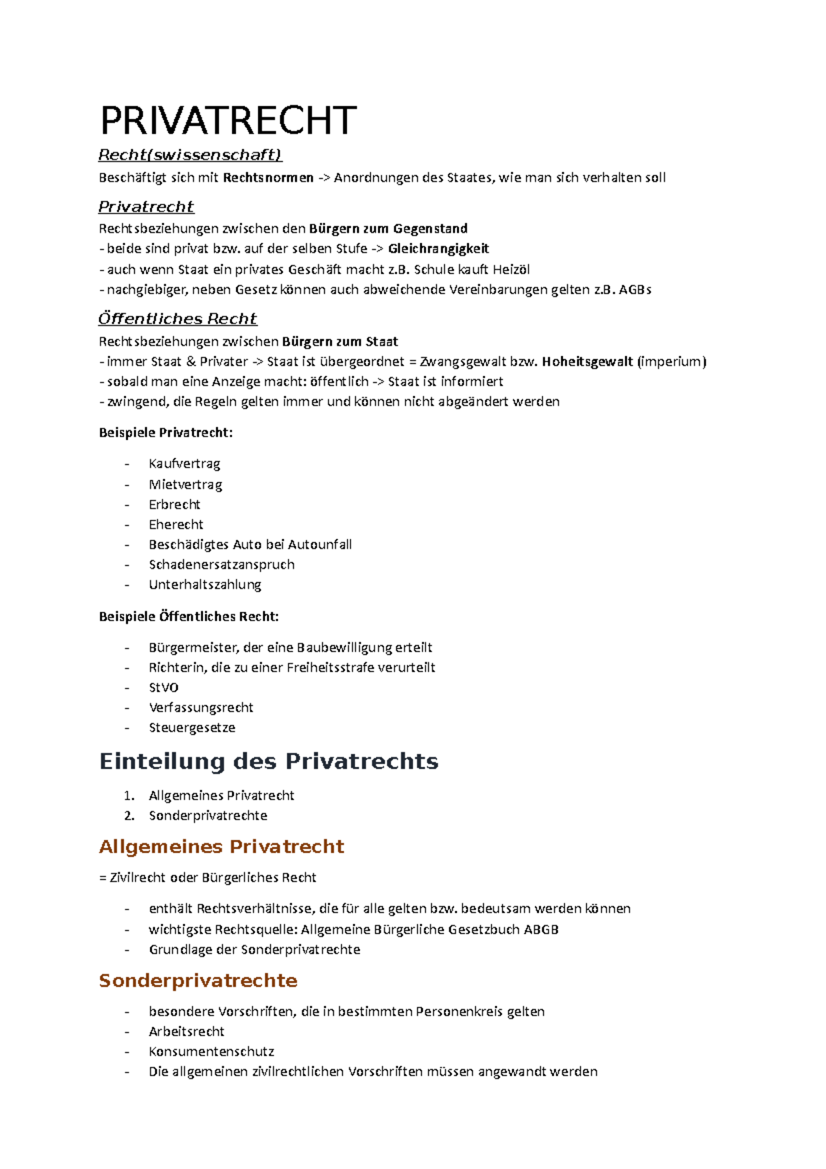 Privatrecht Und öffentliches Recht Beispiele WU-Aufnahmeprüfung Privatrecht - PRIVATRECHT Recht(swissenschaft