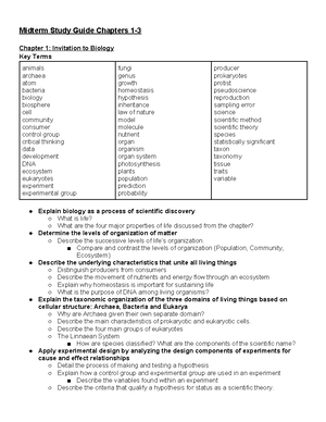 BIO 189 Midterm Study Guide - BIO 189 Midterm Study Guide It Is ...