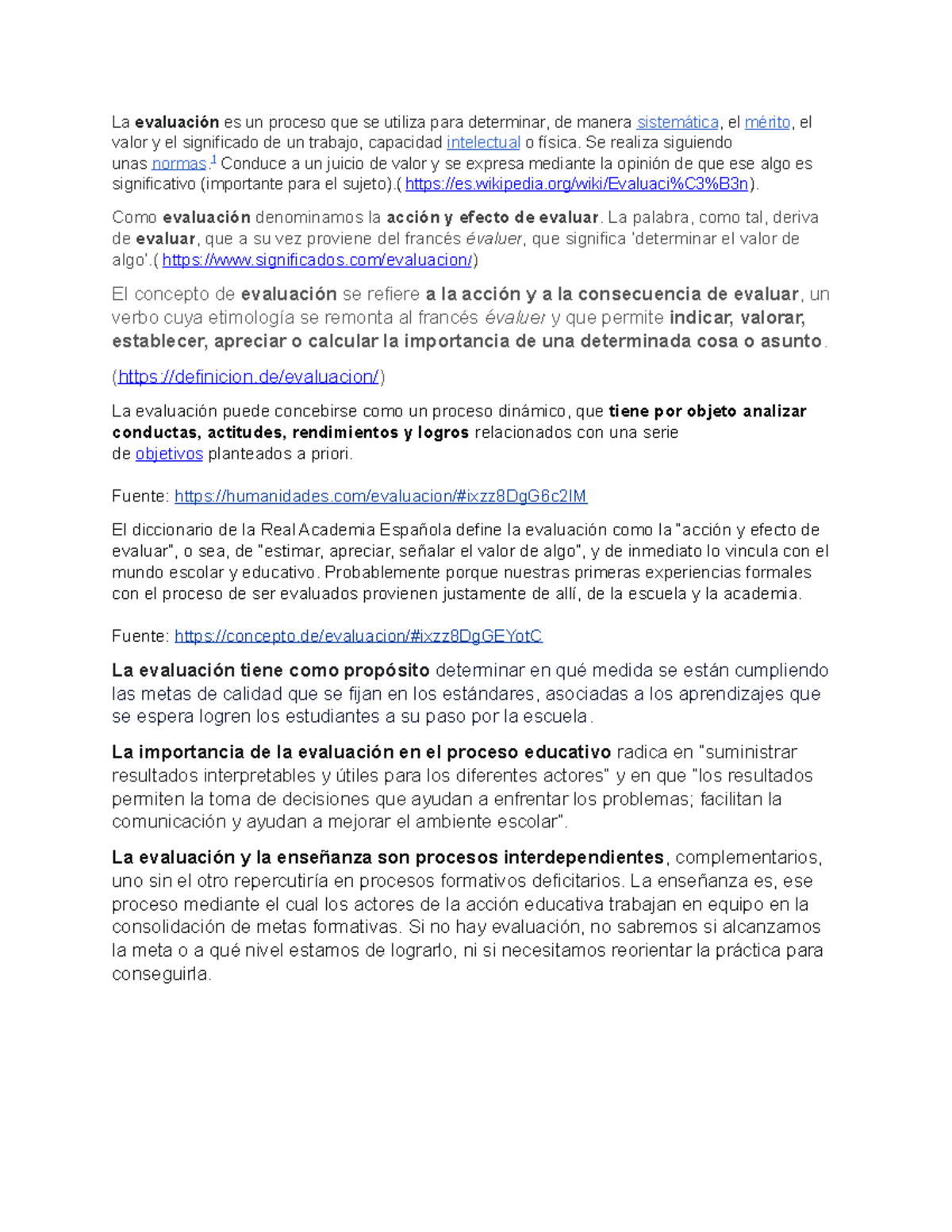 Evalauacion - investigacion de clases - La evaluación es un proceso que ...