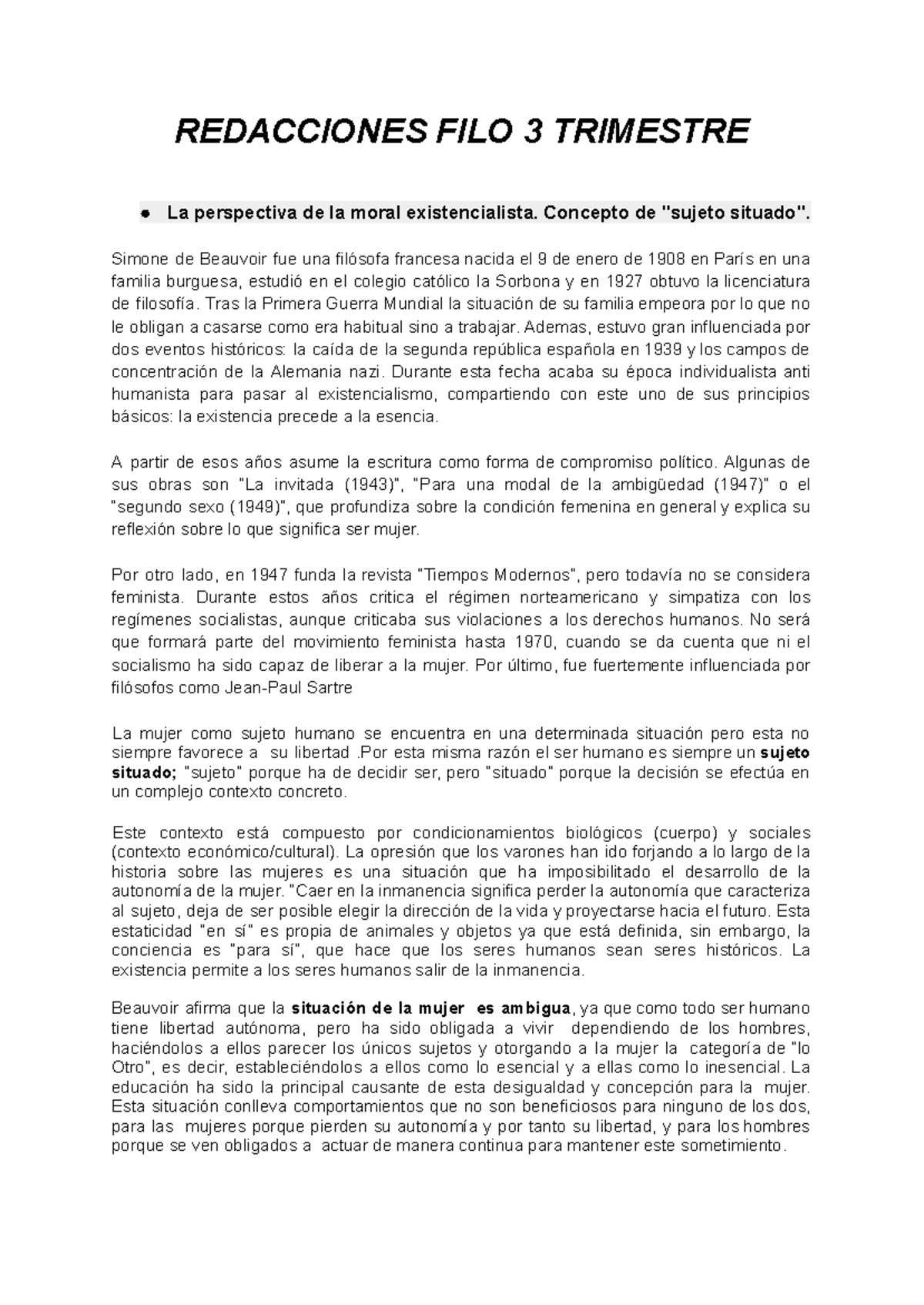 Copia de Redacciones FILO 3 Trimestre - REDACCIONES FILO 3 TRIMESTRE La ...