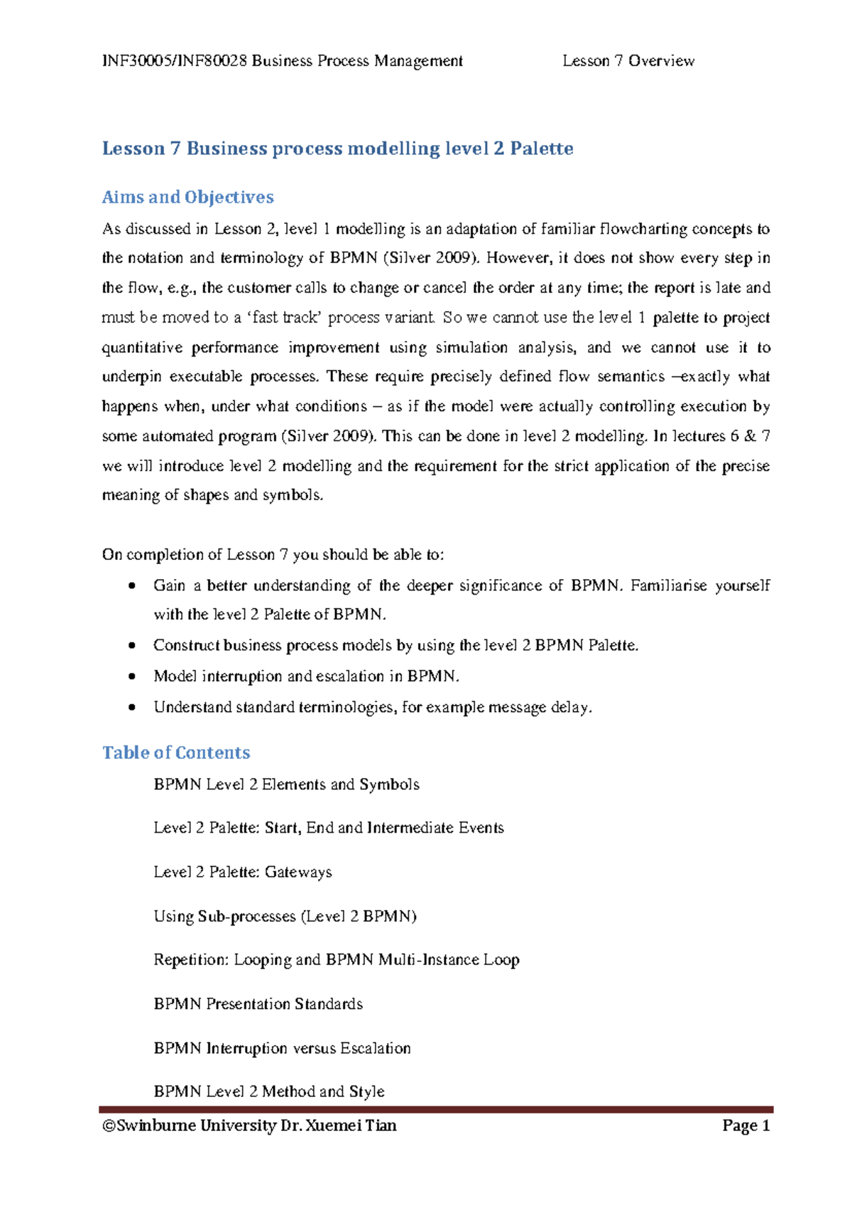 Lesson 7 BPMN Level 2 - INF30005/INF80028 Business Process Management ...