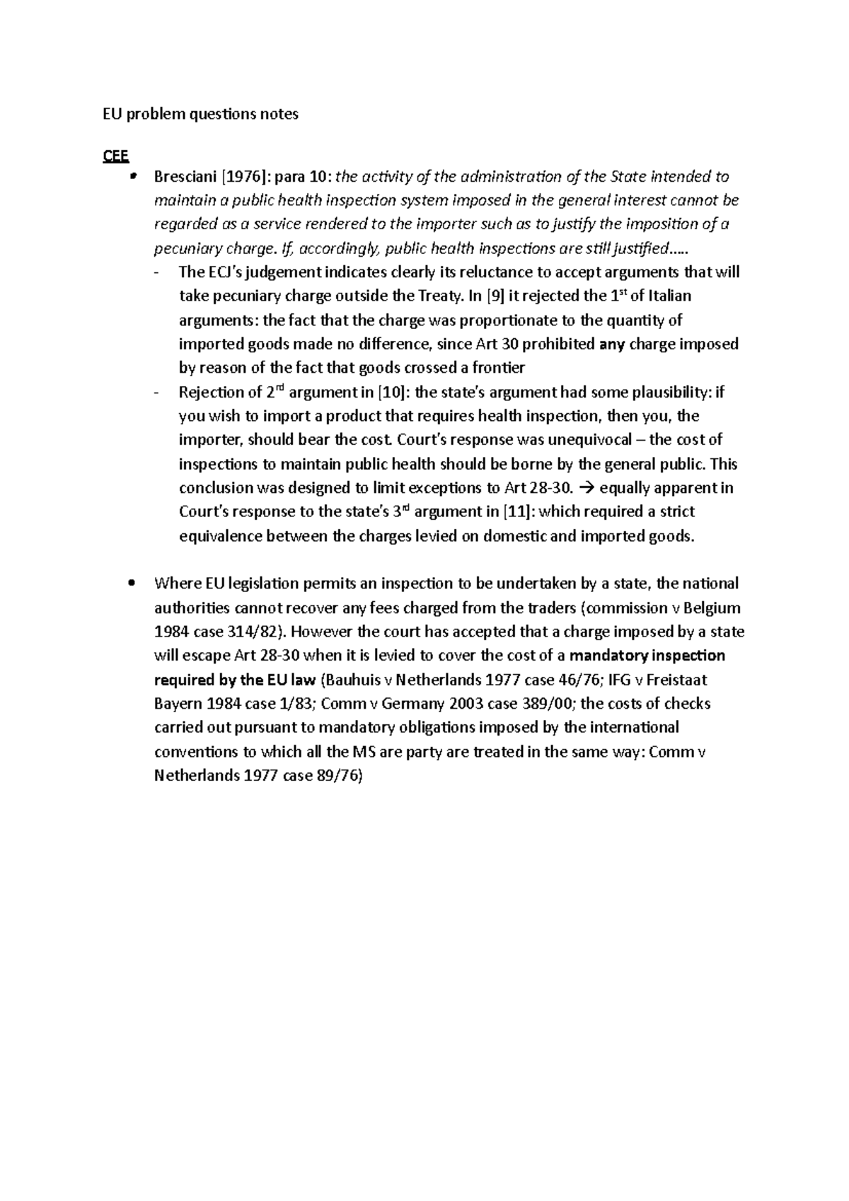 Prob Q notes - Summary EU LAW Text Cases And Materials - EU problem ...