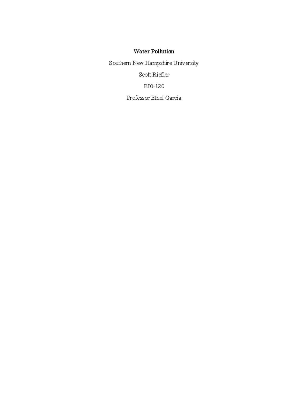 Water Pollution Mod One - Water Pollution Southern New Hampshire 