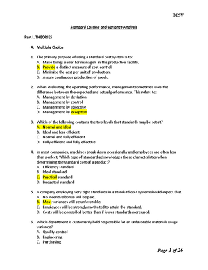 Chapter 7 Standard Costing and Variance Analysis - BS Accountancy - Studocu