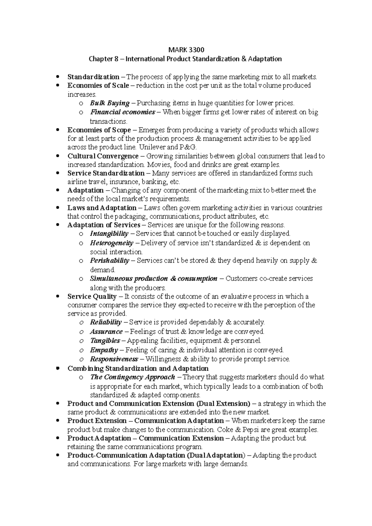 MARK 3300 - Chapter 8 Lecture Notes - MARK 3300 Chapter 8 ...