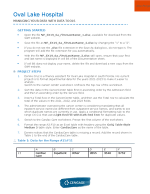 Instructions NP EX19 6a Oval Lake Hospital MANAGING YOUR DATA