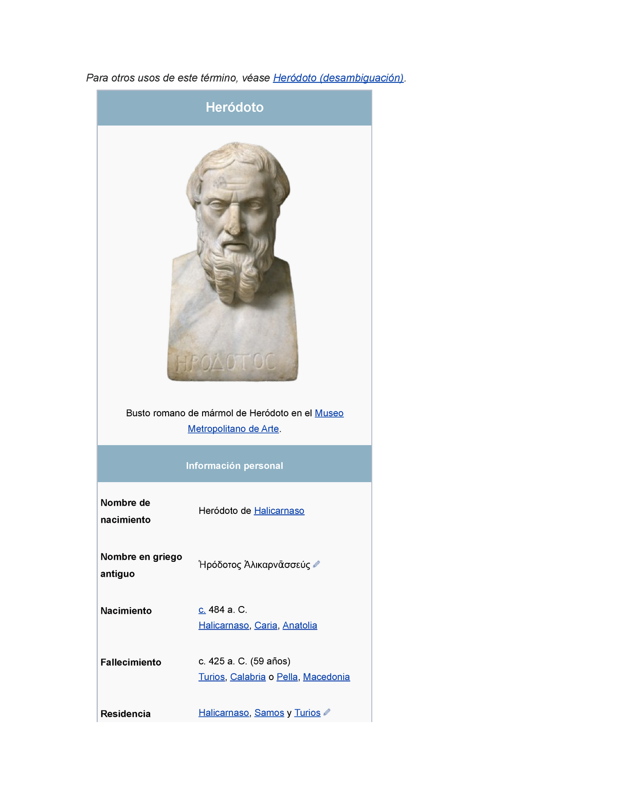 historia y vida de herodoto historiador y geógrafo griego, tradicionalmente  considerado como el - Studocu