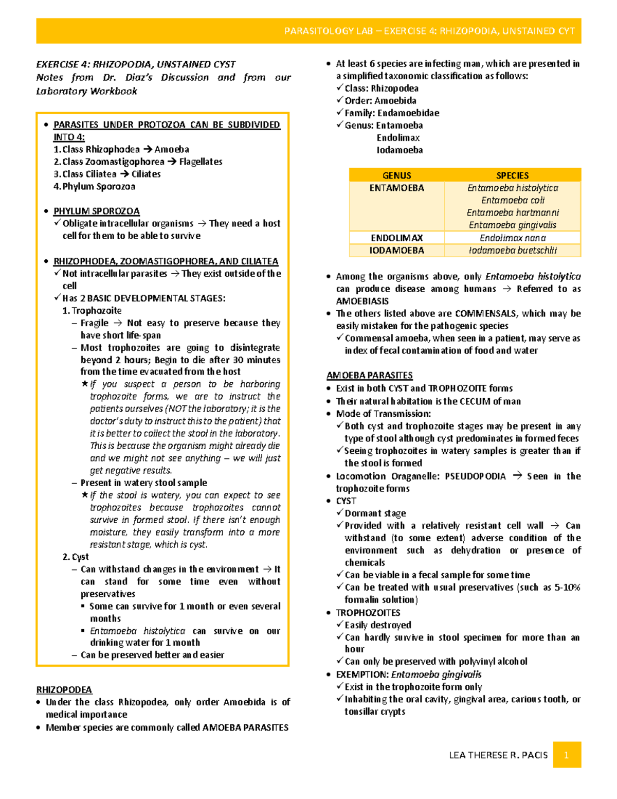 [Para] Rhizopodia and Unstained Cyst-Dr. Diaz (Lea Pacis ...