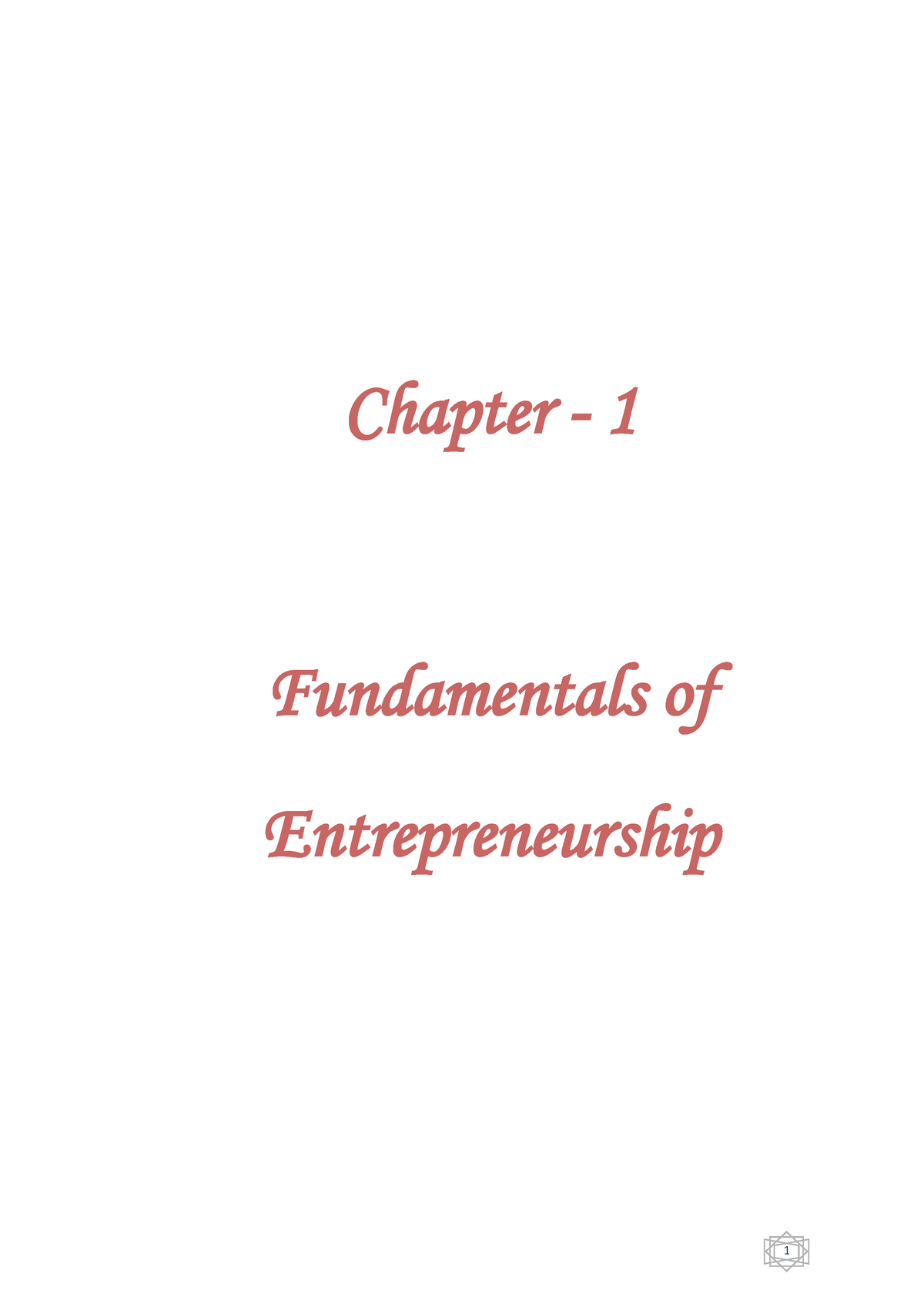 Chapter 1. Fundamentals Of Entrepreneurship - Chapter - 1 Fundamentals ...