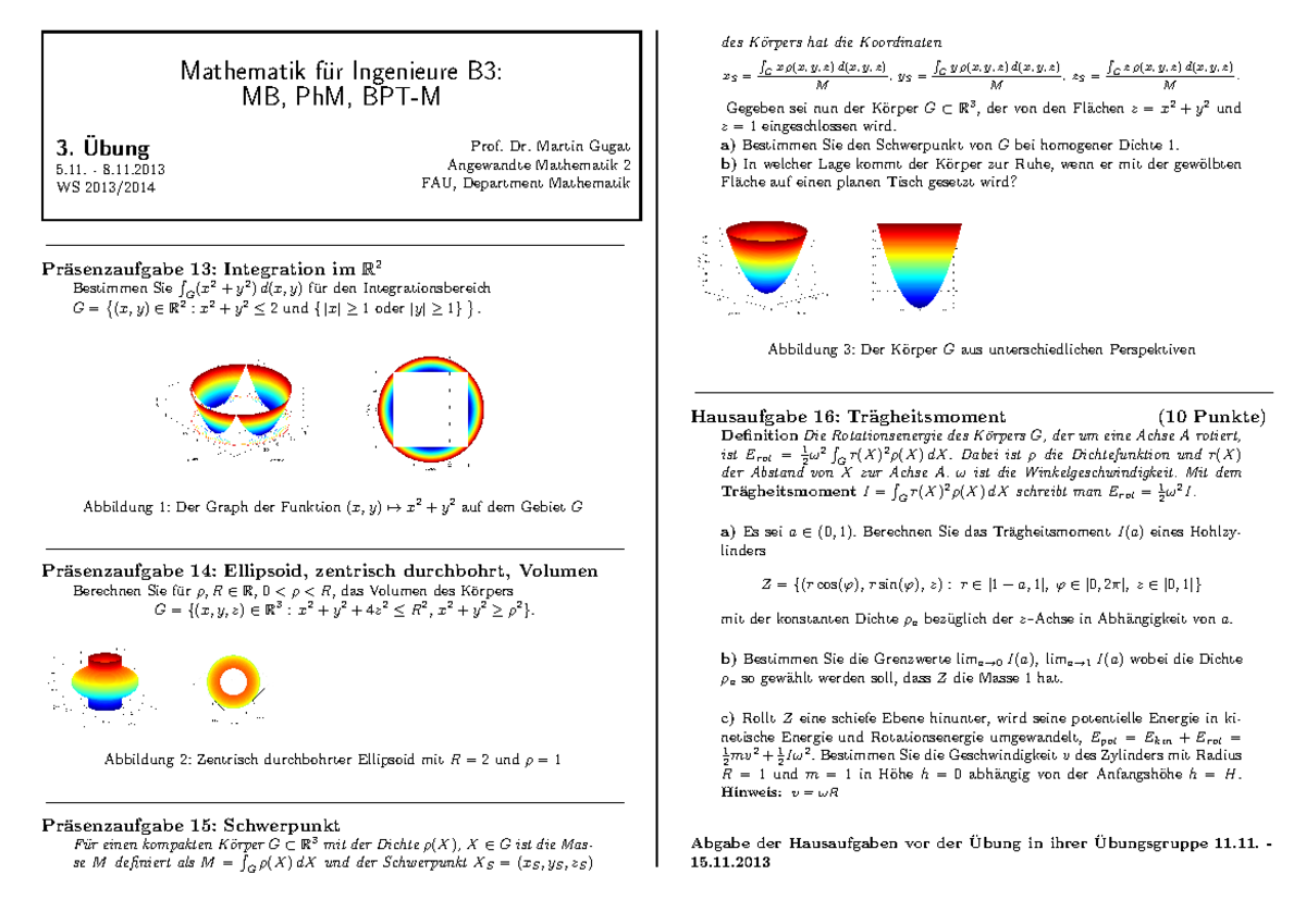 3 Uebung - Mathematik B3 - Mathematik F ̈ur Ingenieure B3: MB, PhM, BPT ...