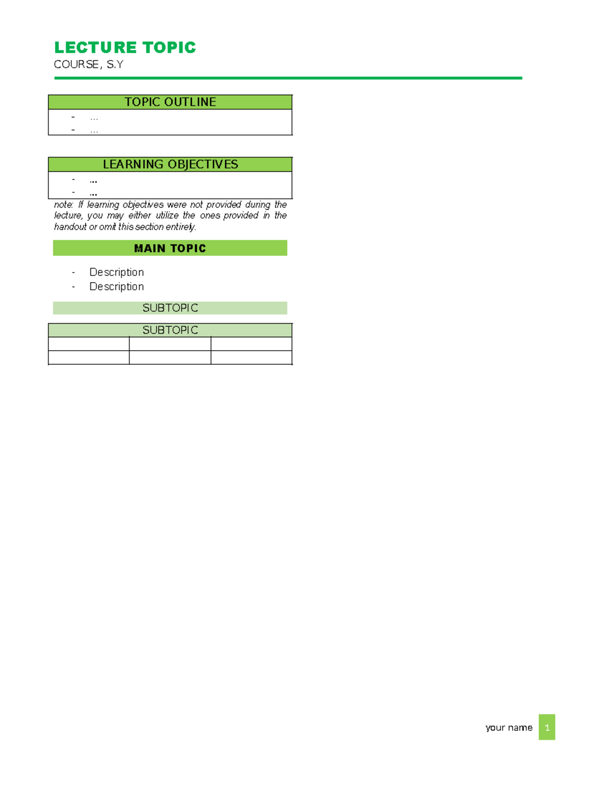 Student Transes Template - Bachelors of Science in Nursing - LECTURE ...