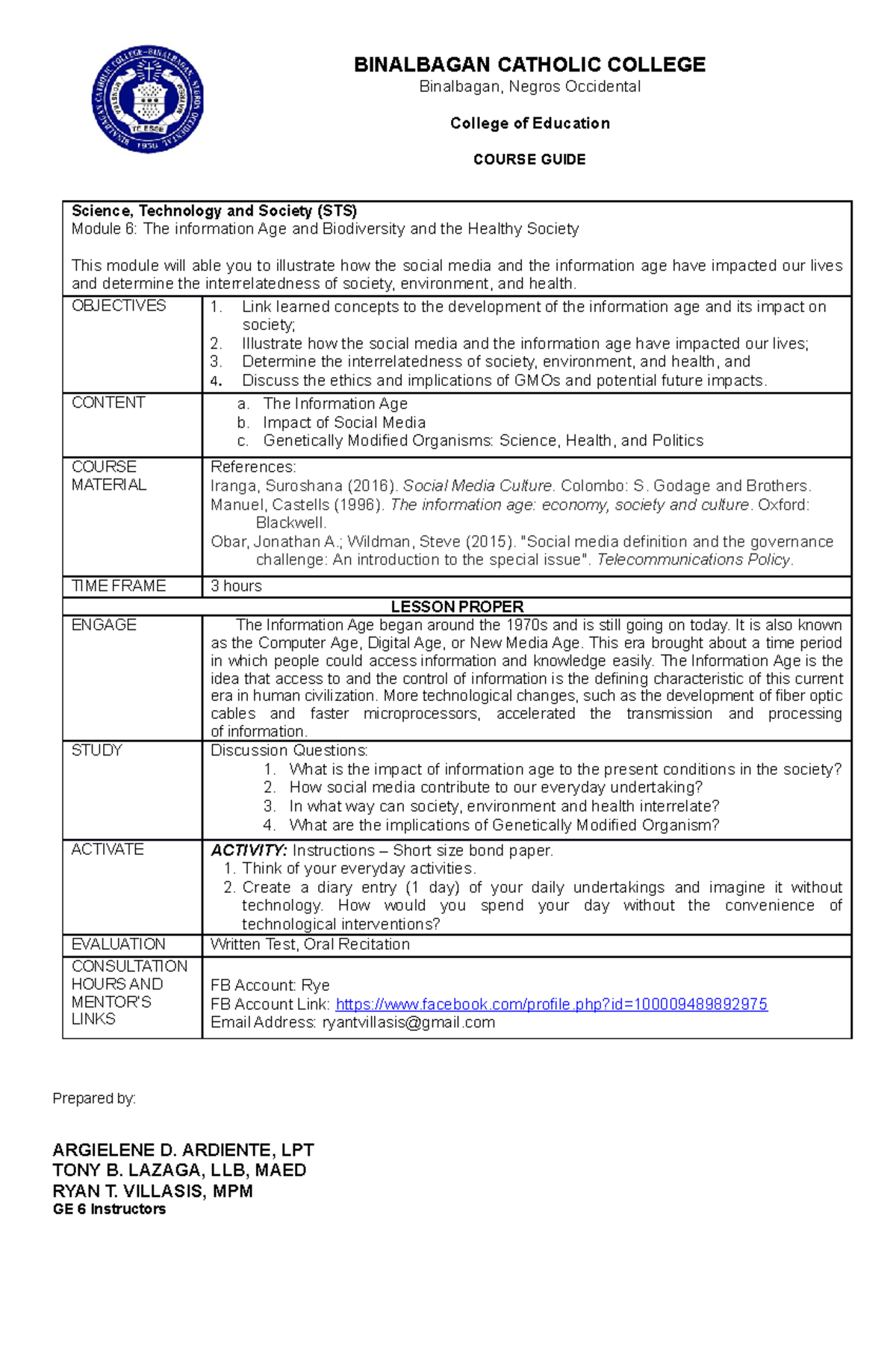 Module- Week 6 STS - Lecture Notes 1-4 - Environmental Science - Studocu