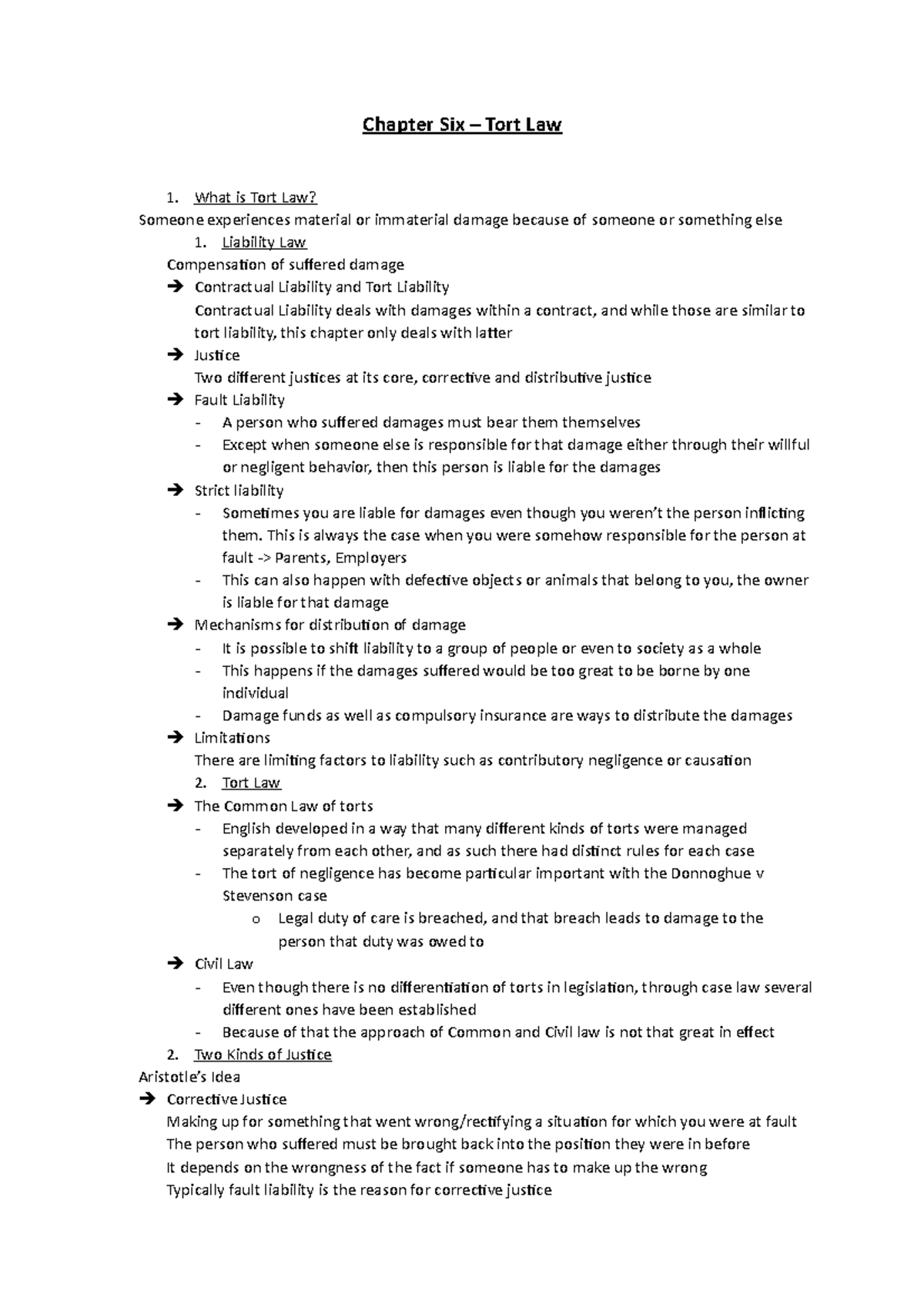 Chapter 6 – Tort Law - Chapter Six – Tort Law What Is Tort Law? Someone ...