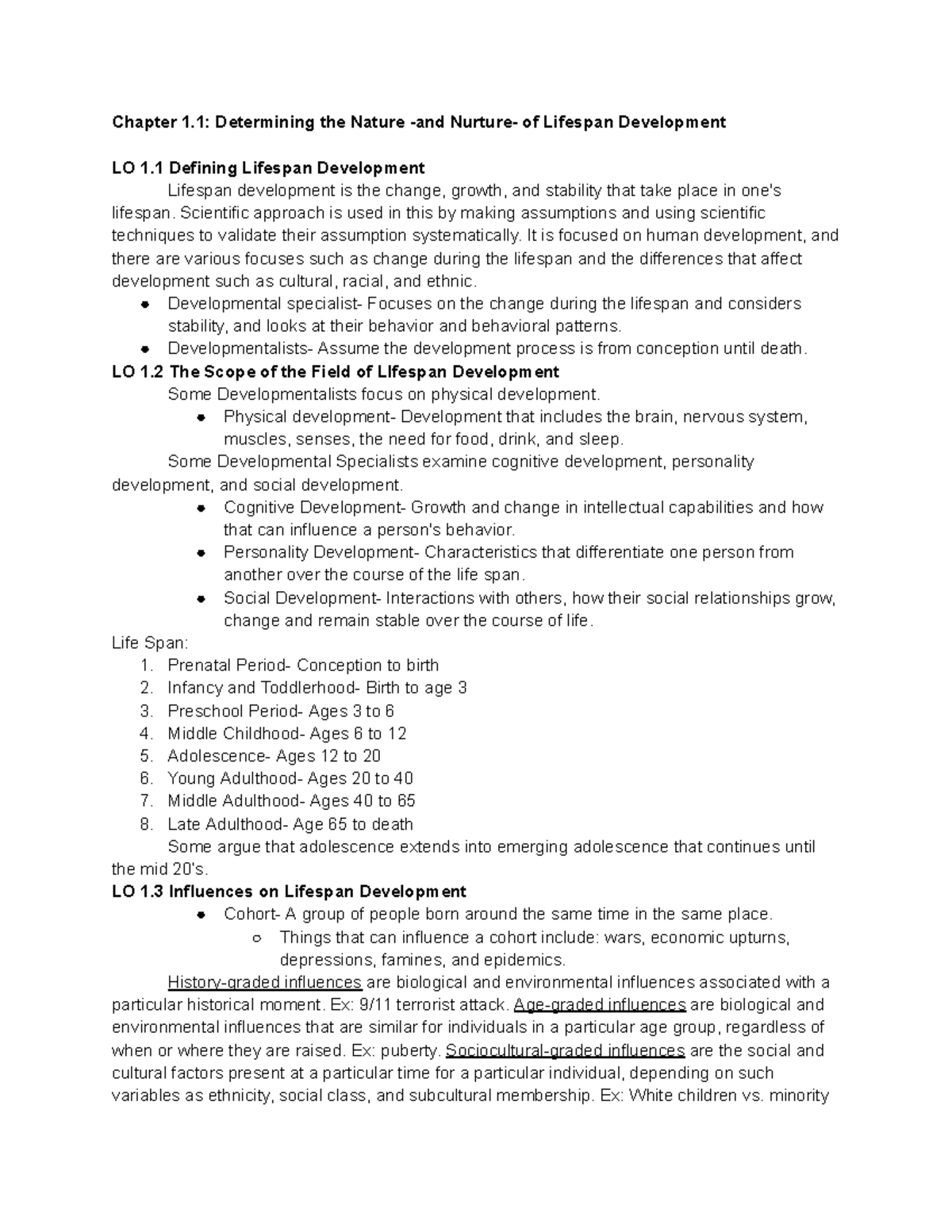PSYC 160 Chapter Notes - This information includes the material covered ...