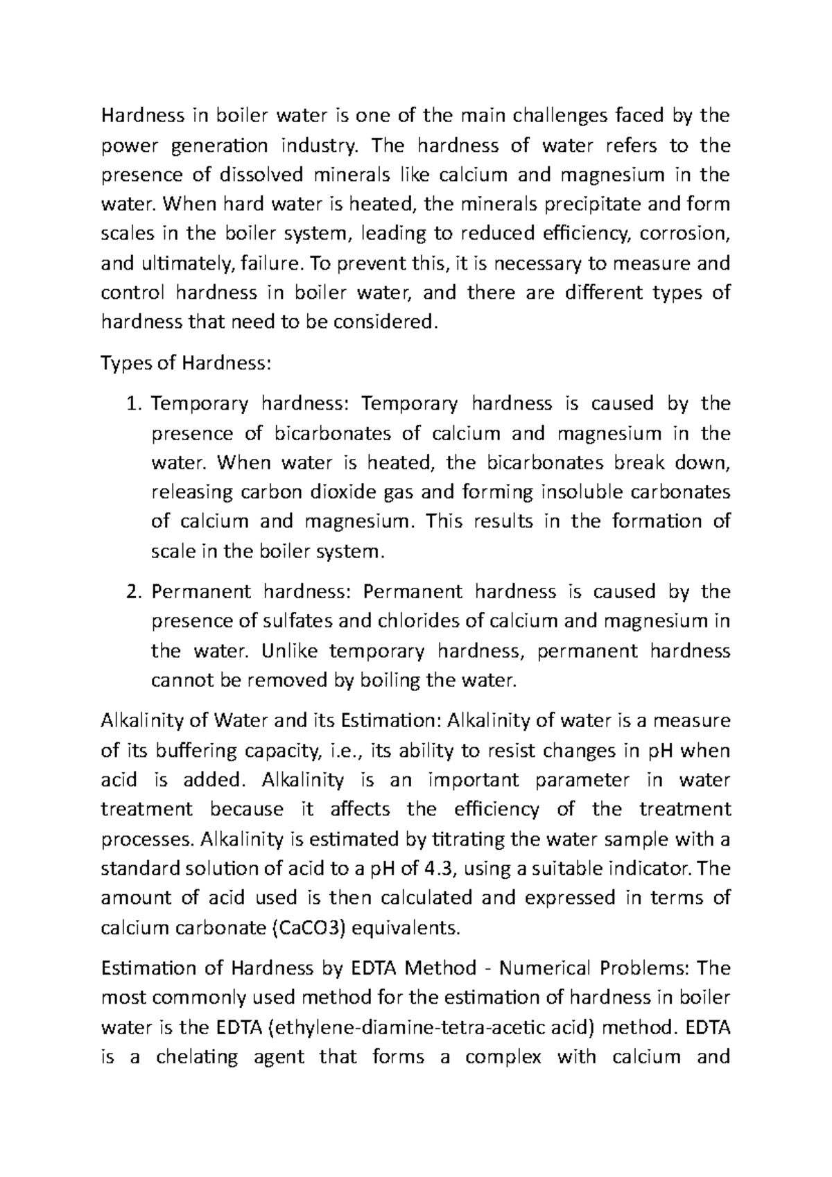 Types of Hardness in boiler Hardness in boiler water is one of the