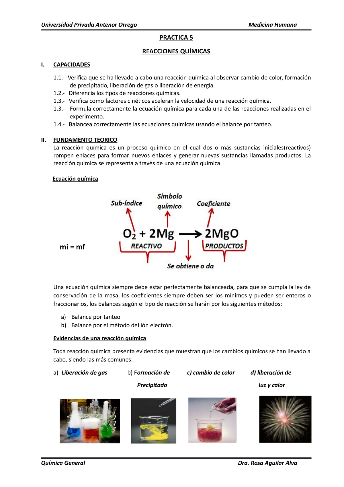 Práctica 5-Reacciones Químicas - LABORATORIO - PRACTICA 5 REACCIONES ...