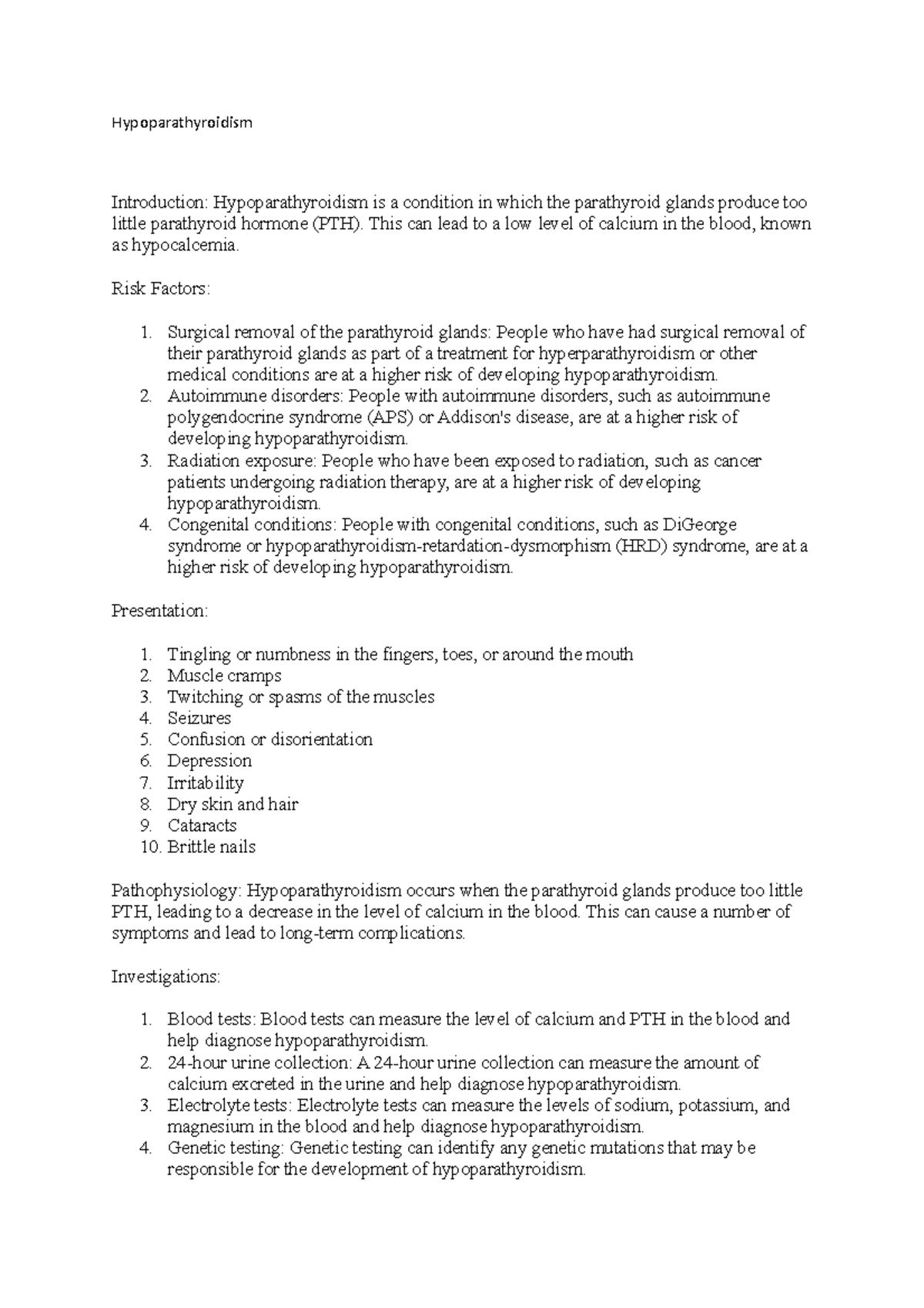 Hypoparathyroidism - notes on level b pathologies on endocrinology for ...