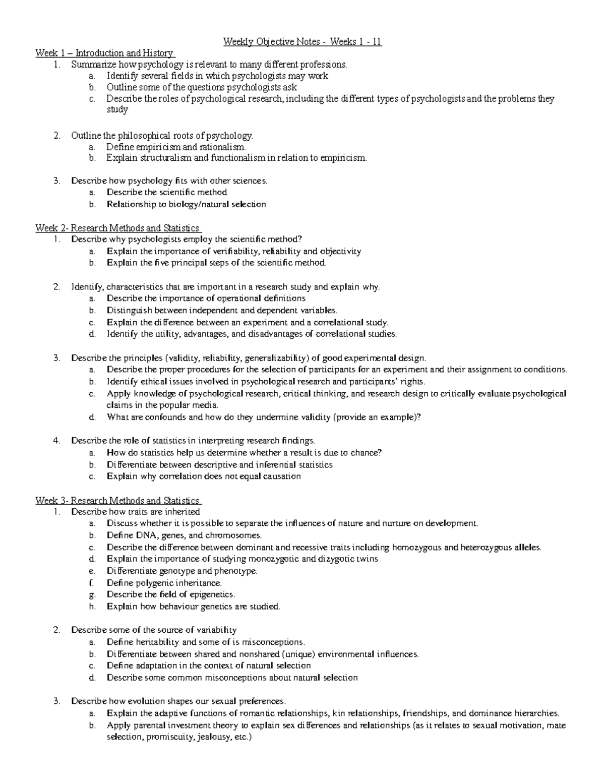 Term-2-Notes - Weekly Objective Notes Weeks 1 11 Week 1 Introduction ...