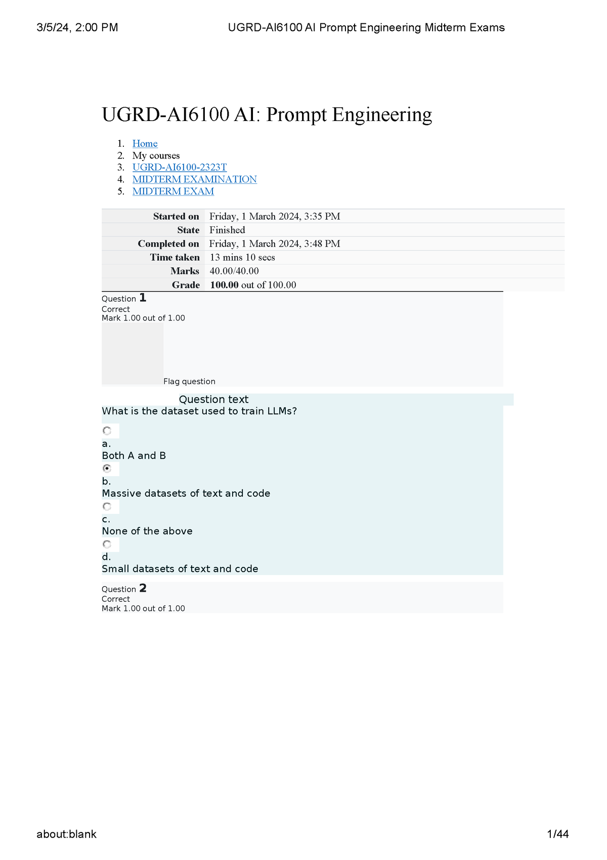 UGRD-AI6100 AI Prompt Engineering Midterm Exams - UGRD-AI6100 AI ...