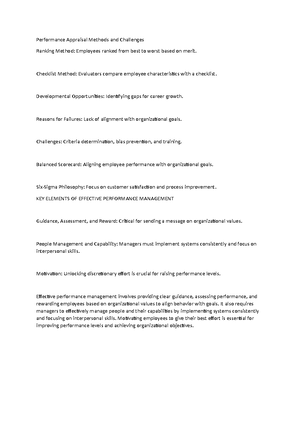 Performance and appraisal management - 8 Performance Management and ...